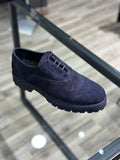 Suede Cap Toe Derby Shoes – Midnight Navy
