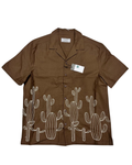 BROWN CACTUS EMBROIDERED RESORT SHIRT