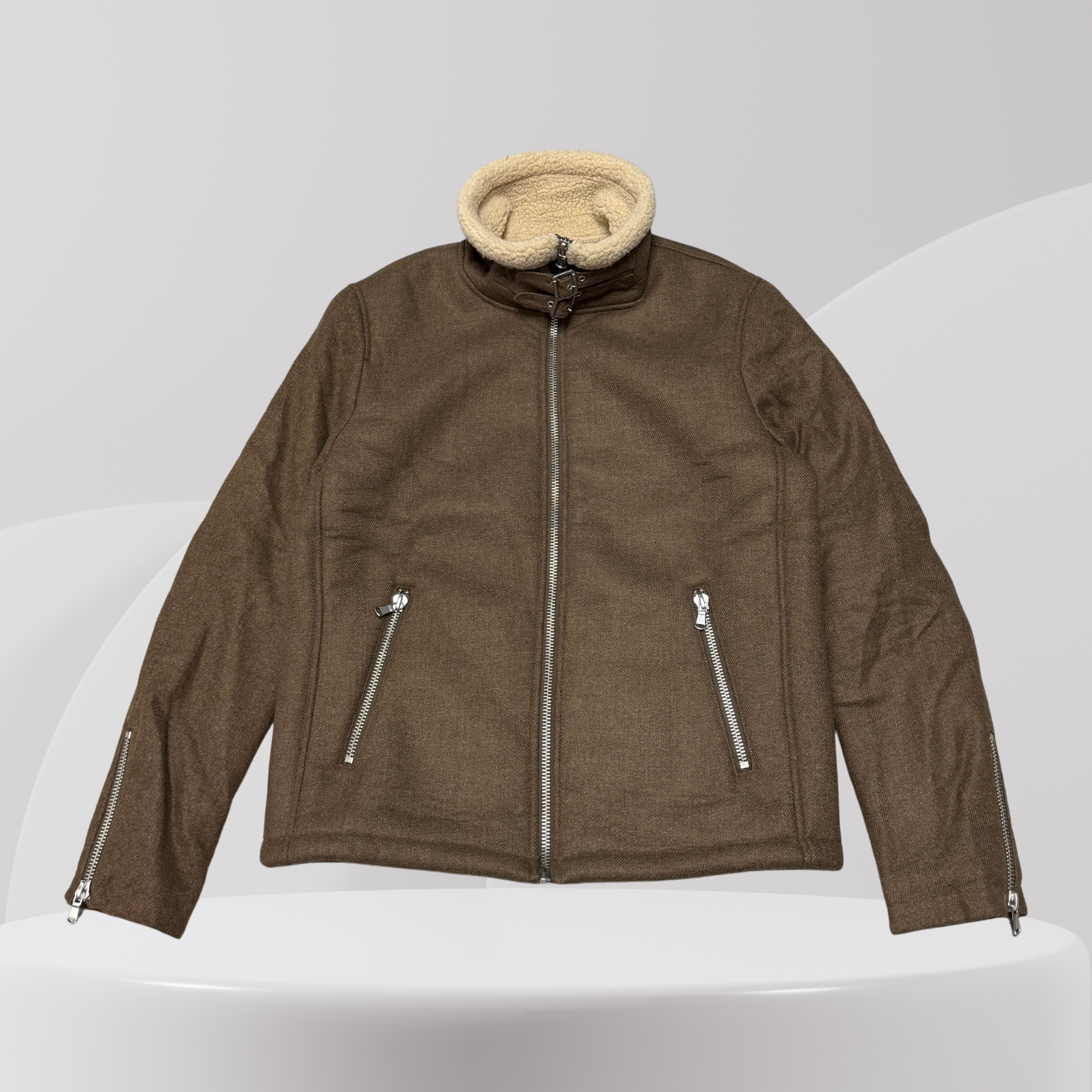 Brown Shearling Collar Jacket