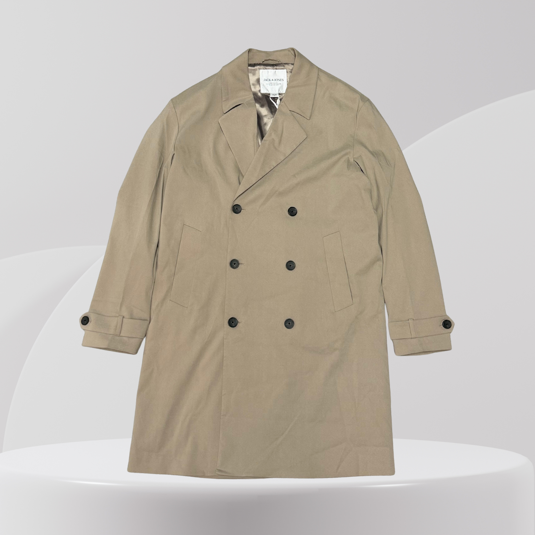 Classic Double-Breasted Trench Coat – Beige