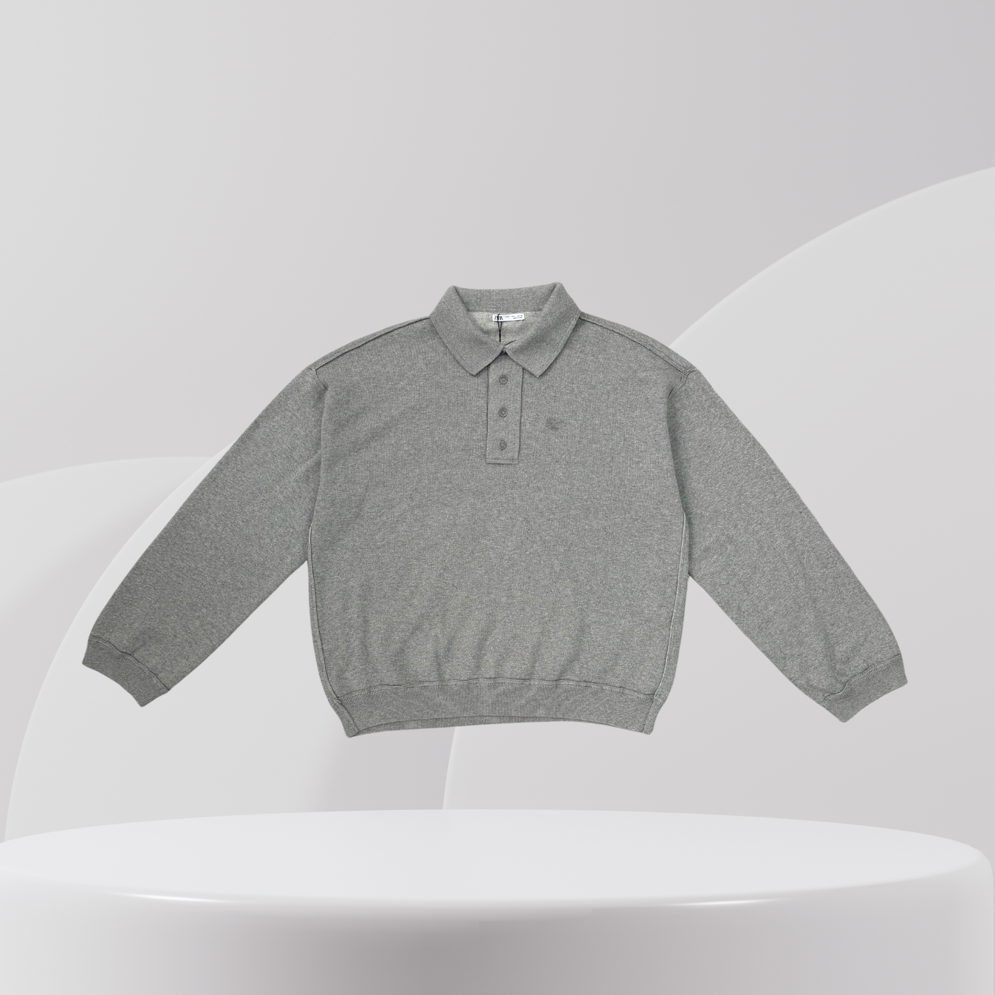 Long Sleeve Polo Sweatshirt - Grey