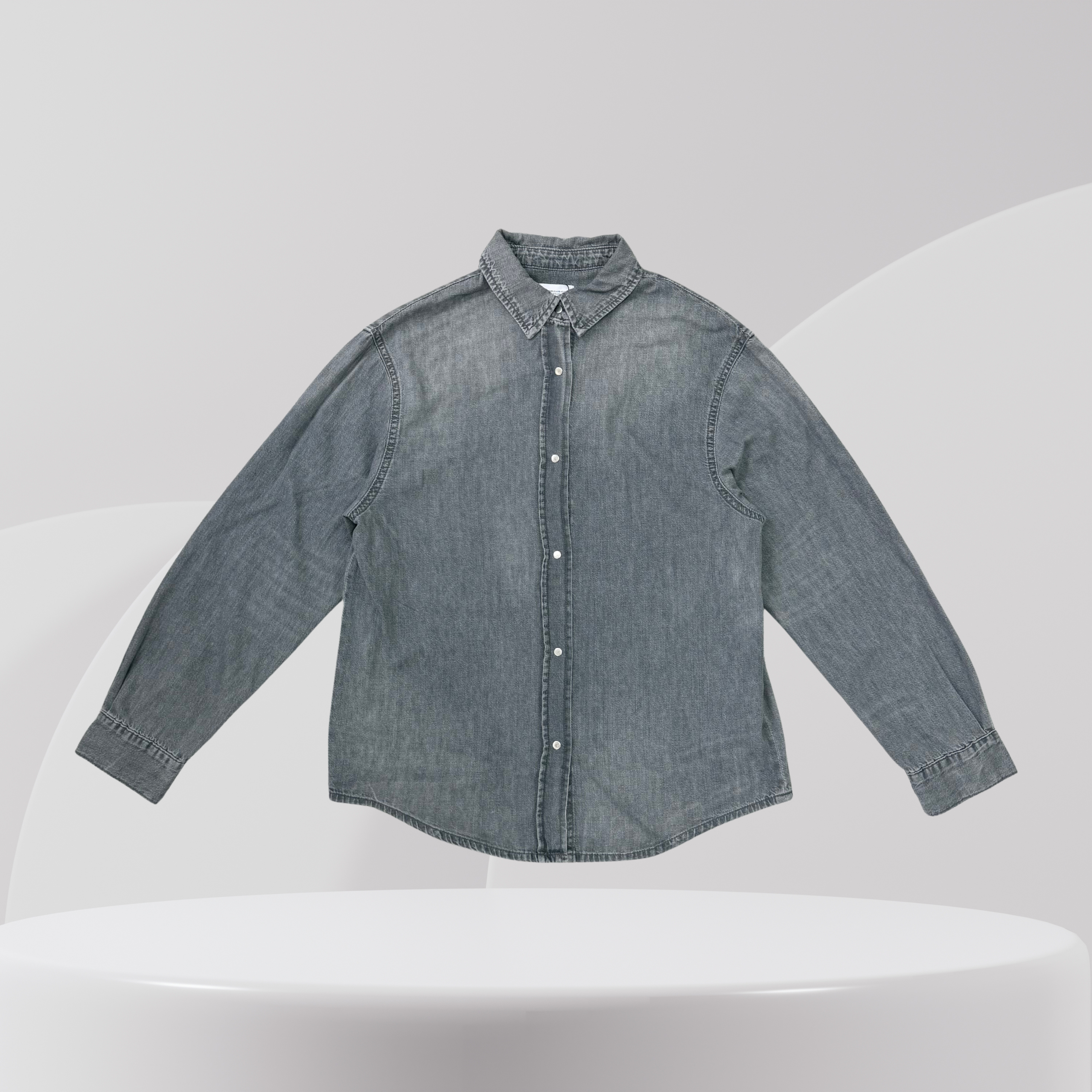 Washed Denim Button-up Shirt - Grey