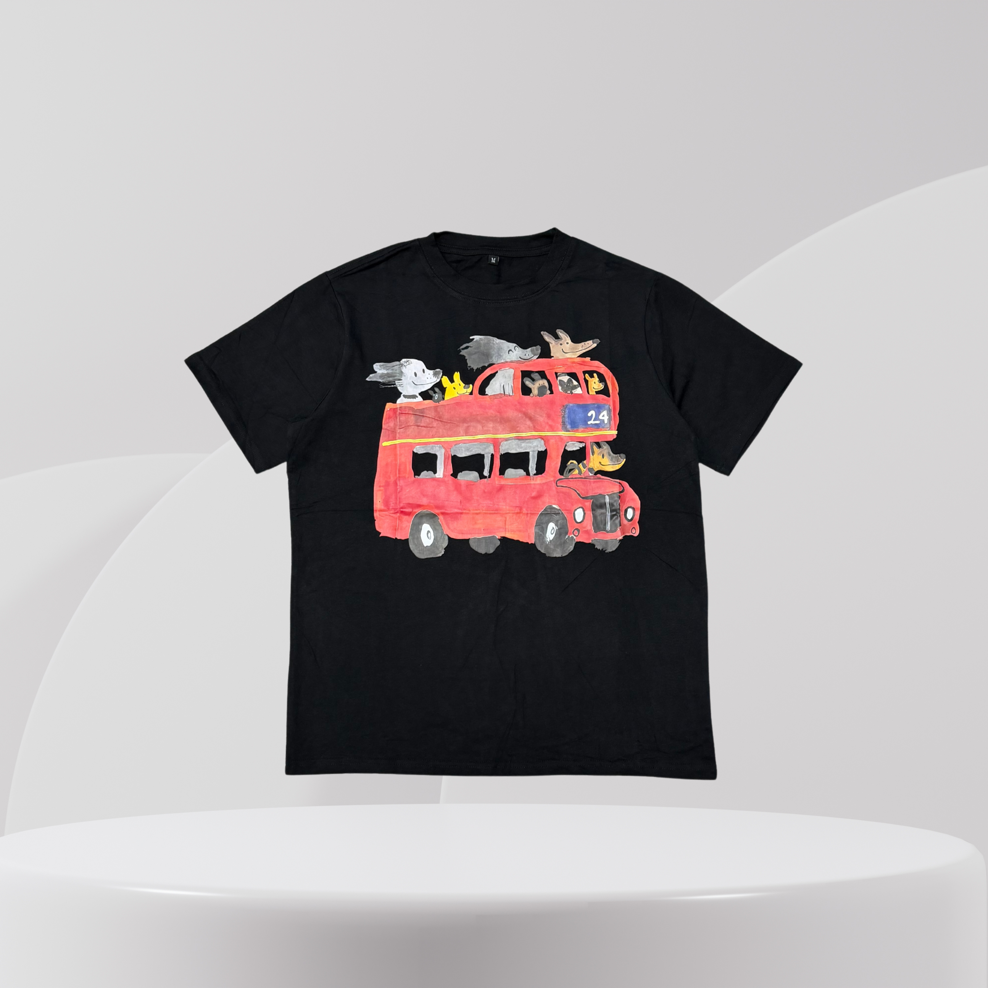 Double-Decker Bus Graphic T-Shirt - Bkack