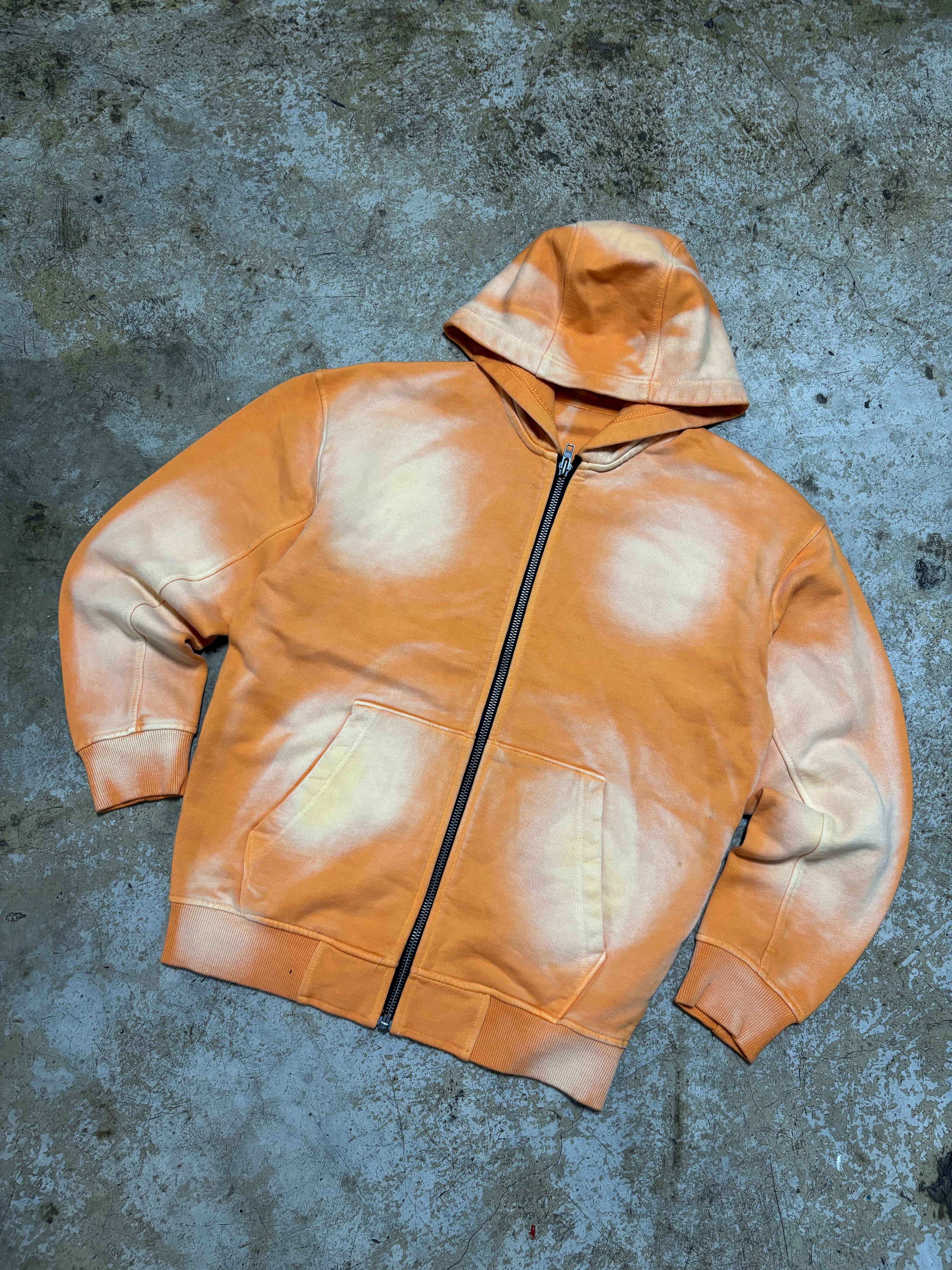 Orange Tie-Dye Zip-Up Hoodie – Unisex Casual Streetwear Jacket
