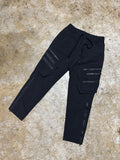 Black Tactical Zip Cargo Pants – Unisex Multi-Pocket Streetwear Trousers