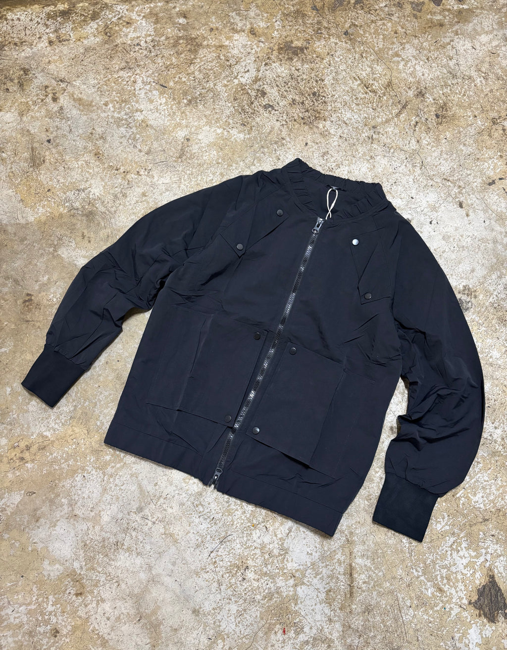 Black Utility Bomber Jacket Unisex Lightweight Streetwear