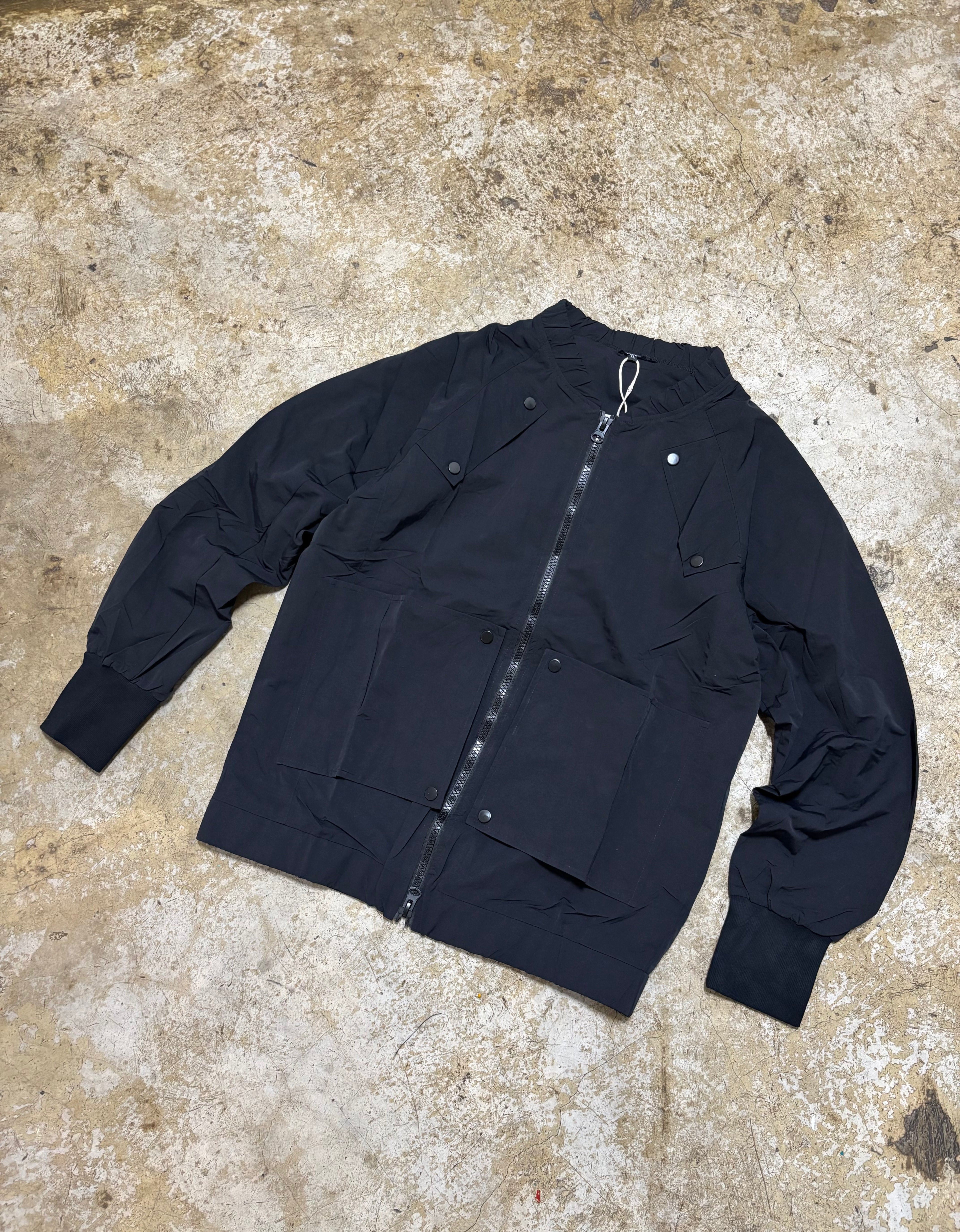 Black Utility Bomber Jacket Unisex Lightweight Streetwear
