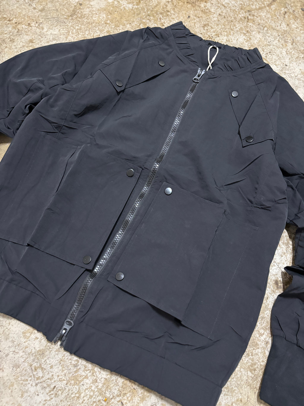 Black Utility Bomber Jacket Unisex Lightweight Streetwear