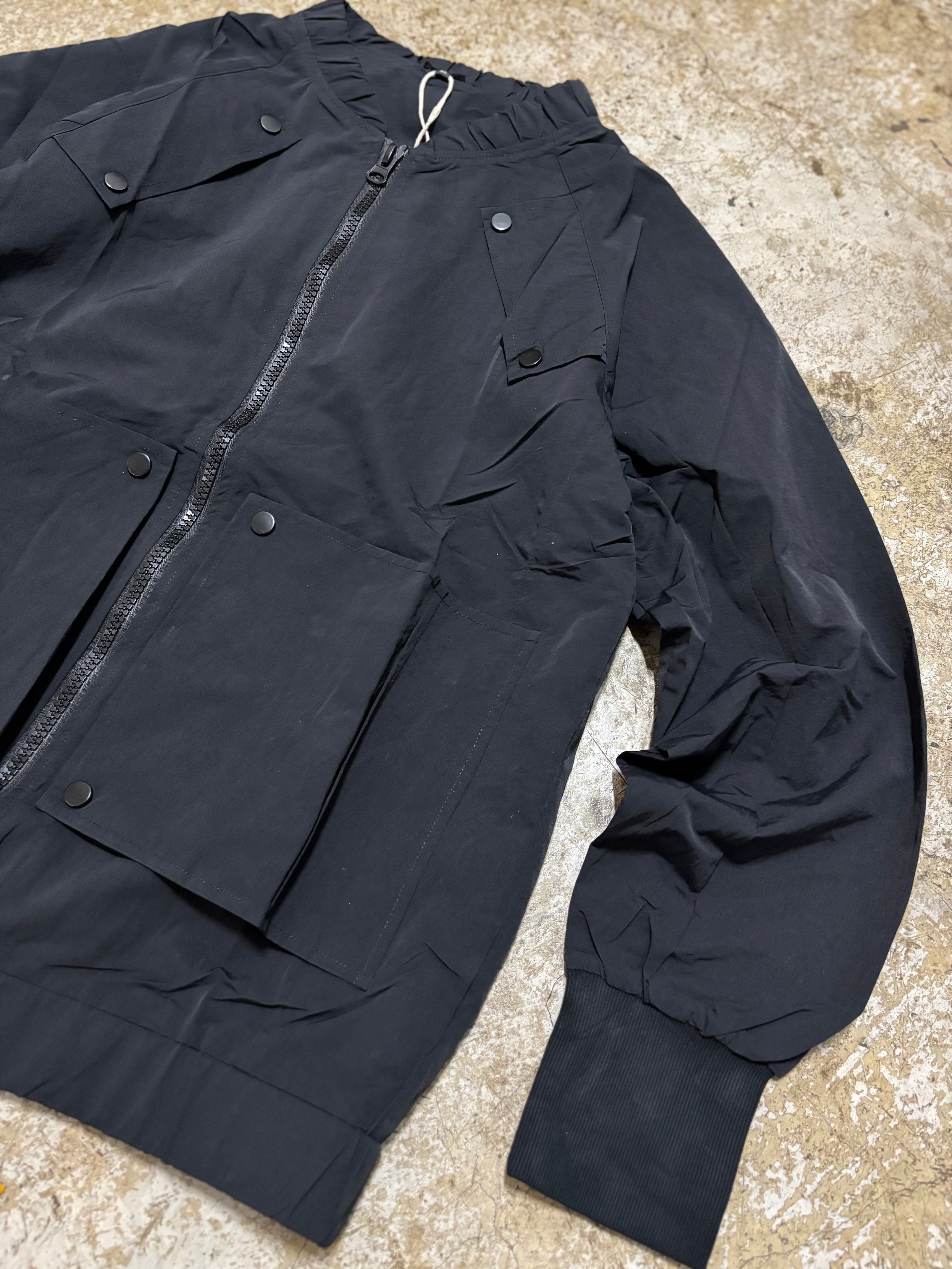 Black Utility Bomber Jacket Unisex Lightweight Streetwear