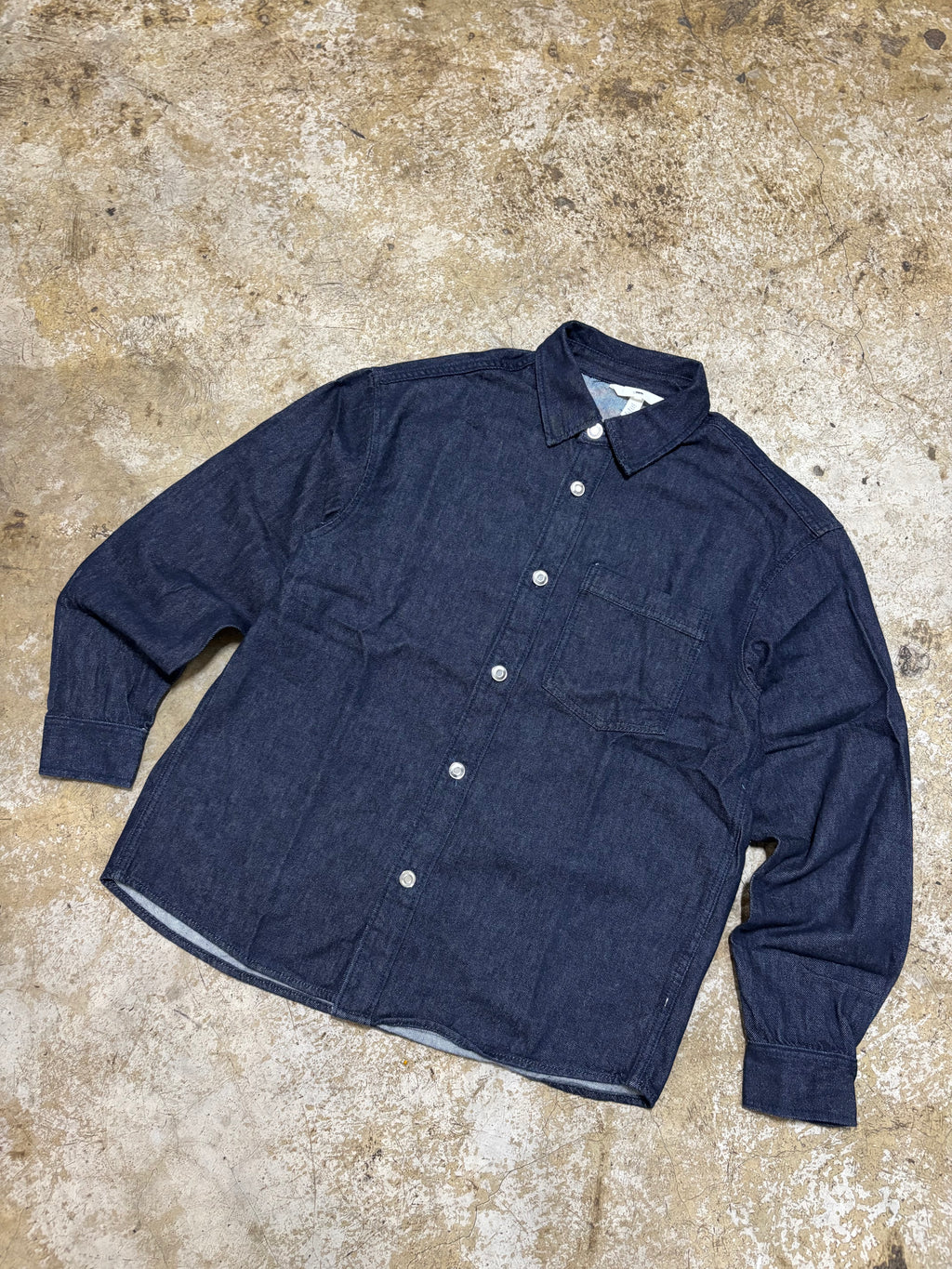 Classic Indigo Denim Overshirt Unisex Relaxed Fit Button Up Shirt