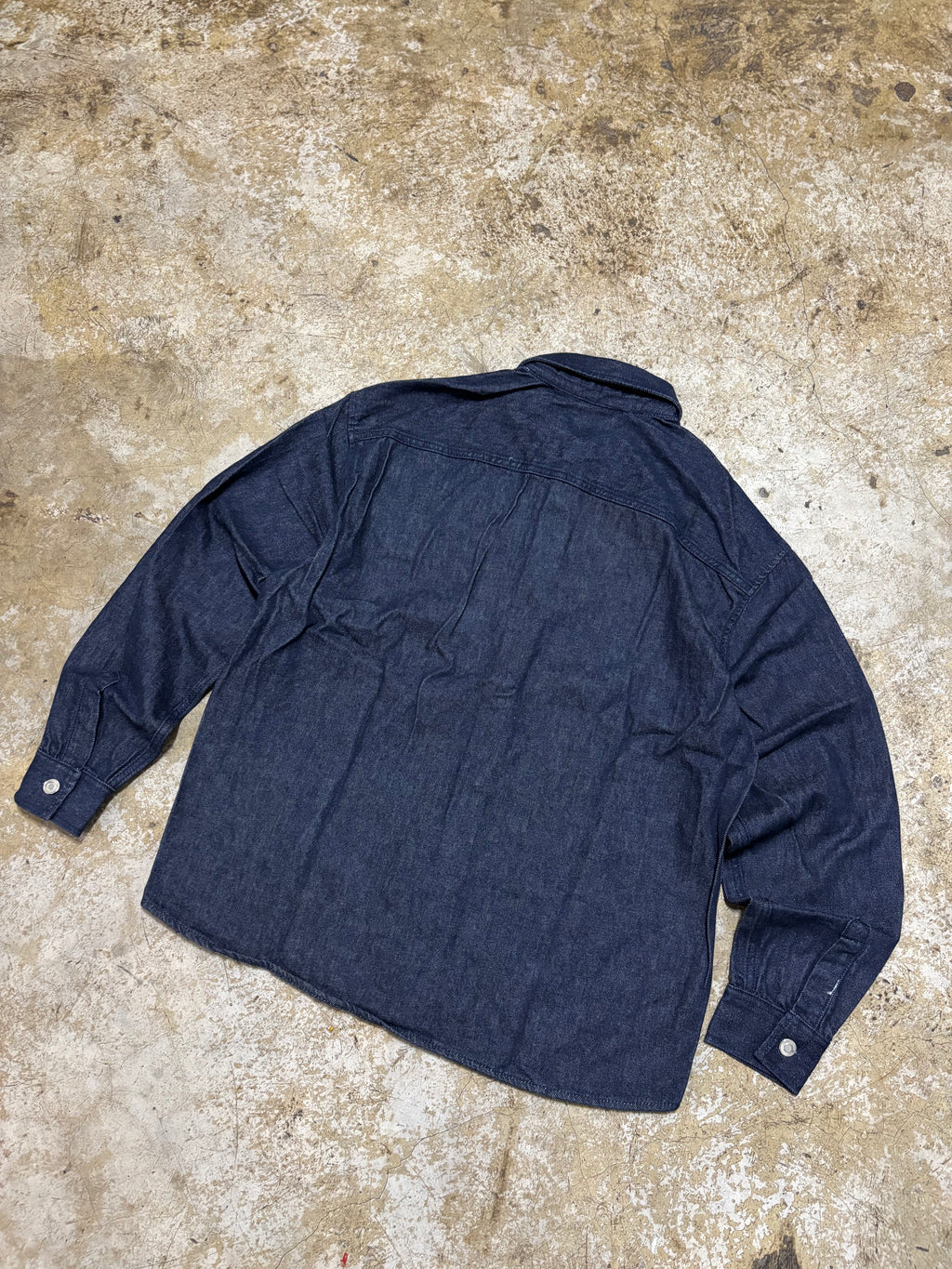 Classic Indigo Denim Overshirt Unisex Relaxed Fit Button Up Shirt