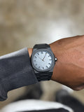 Apex Integrated Steel Watch Matte Black Octagonal Case Silver Dial