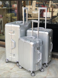 Luxury Aluminum Travel Luggage Set – Silver