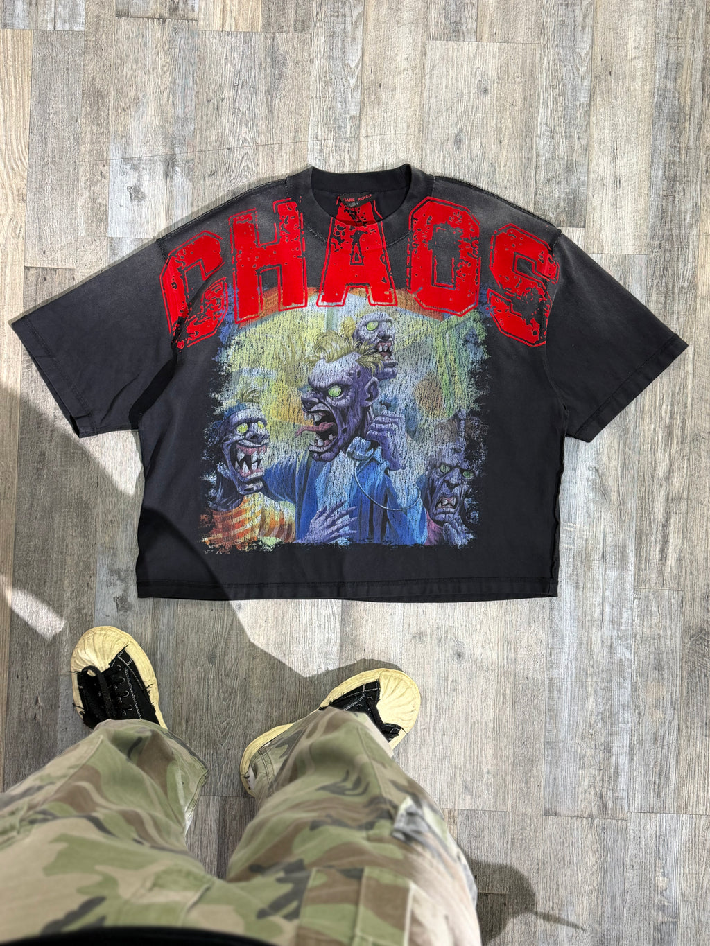 Rare Peace “Chaos” Graphic T-Shirt – Washed Black