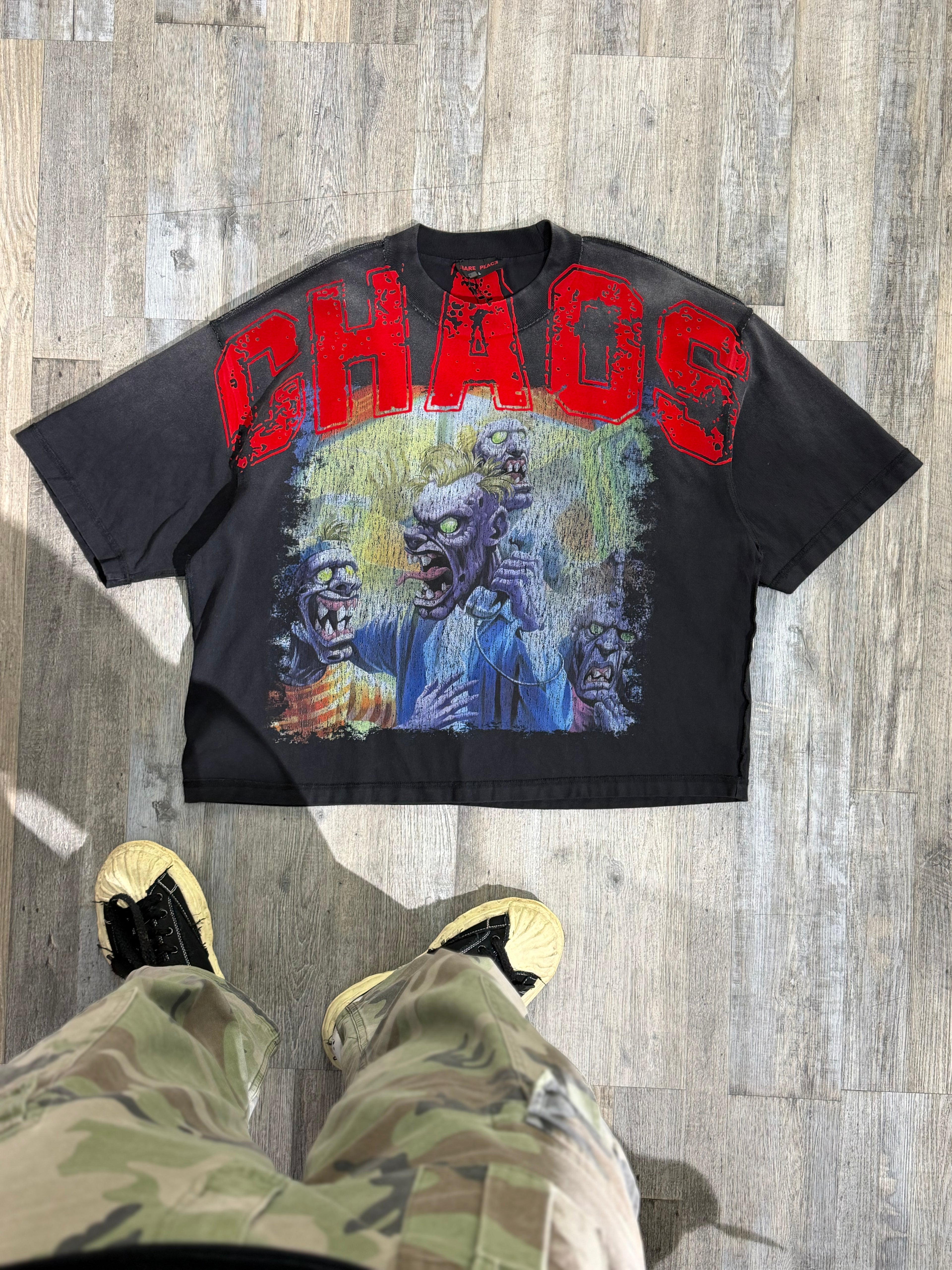 Rare Peace “Chaos” Graphic T-Shirt – Washed Black