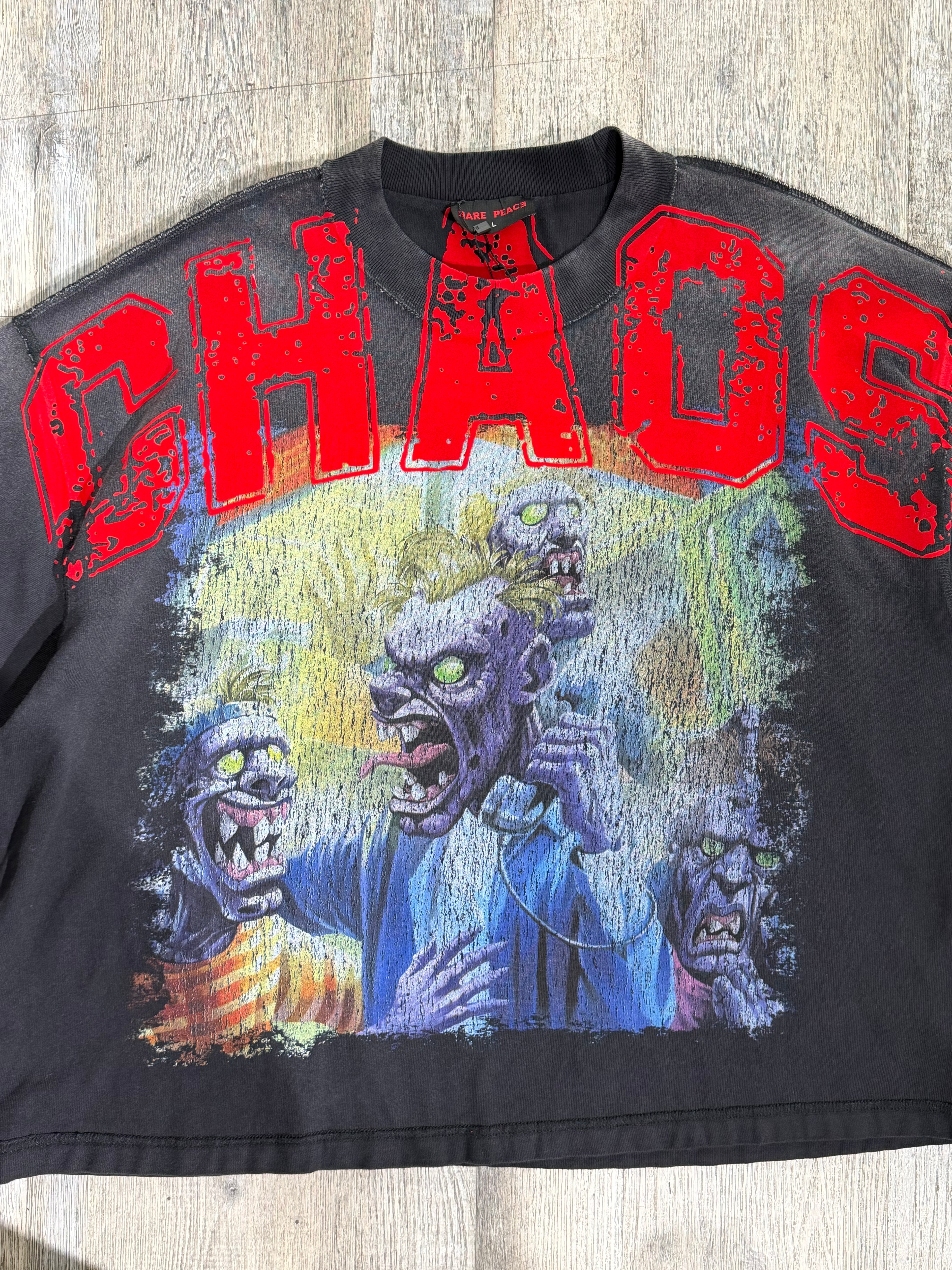 Rare Peace “Chaos” Graphic T-Shirt – Washed Black