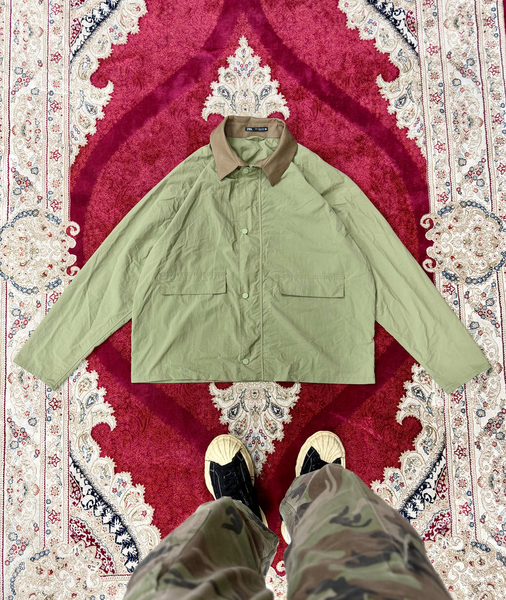 ZARA Lightweight Coach Jacket – Sage Green