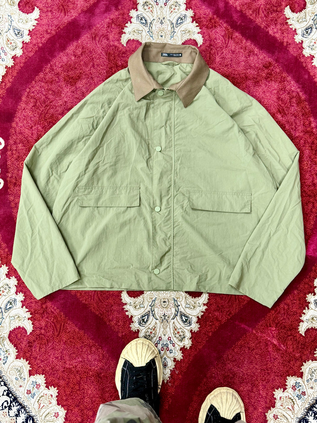 ZARA Lightweight Coach Jacket – Sage Green