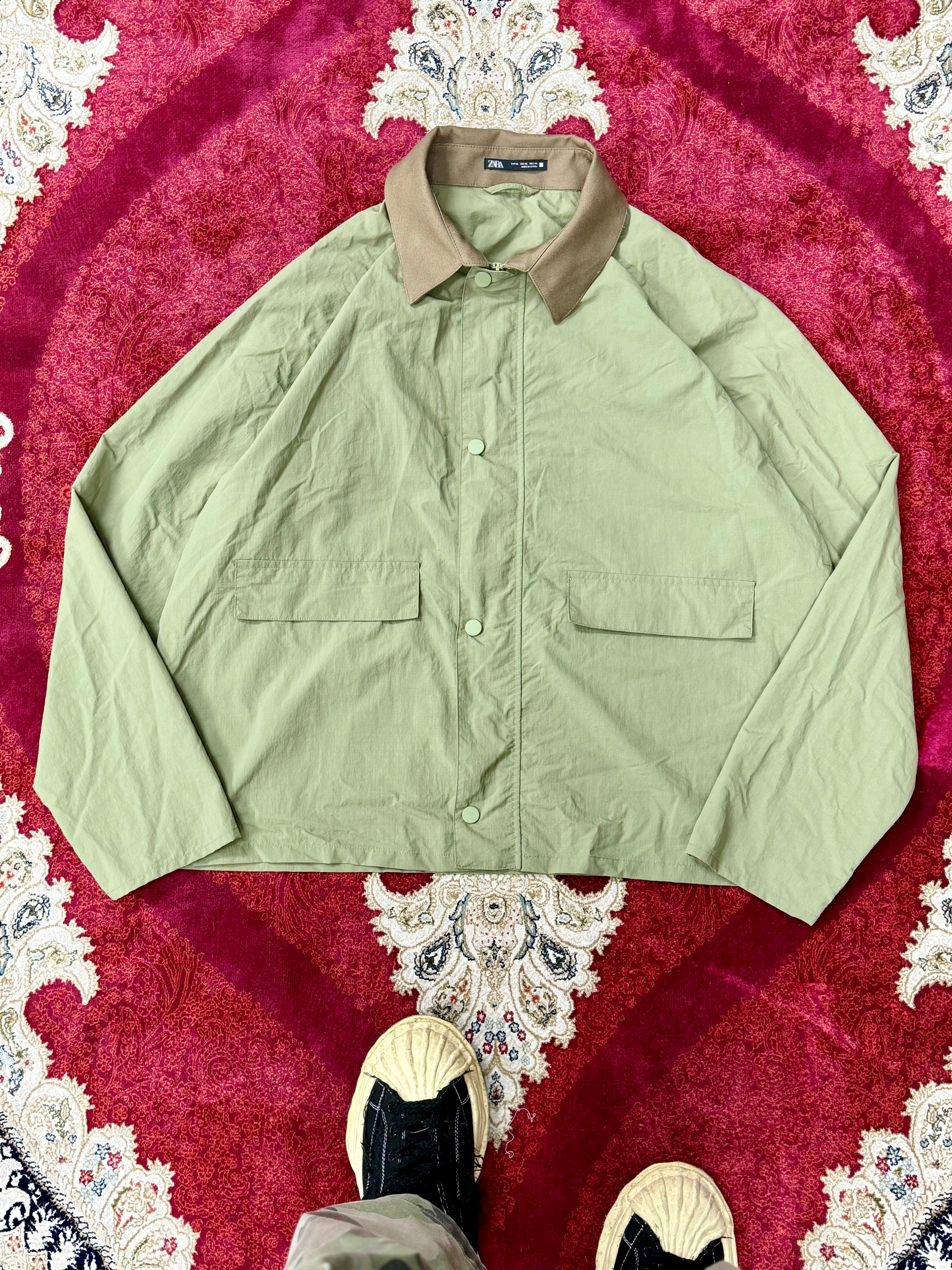 ZARA Lightweight Coach Jacket – Sage Green