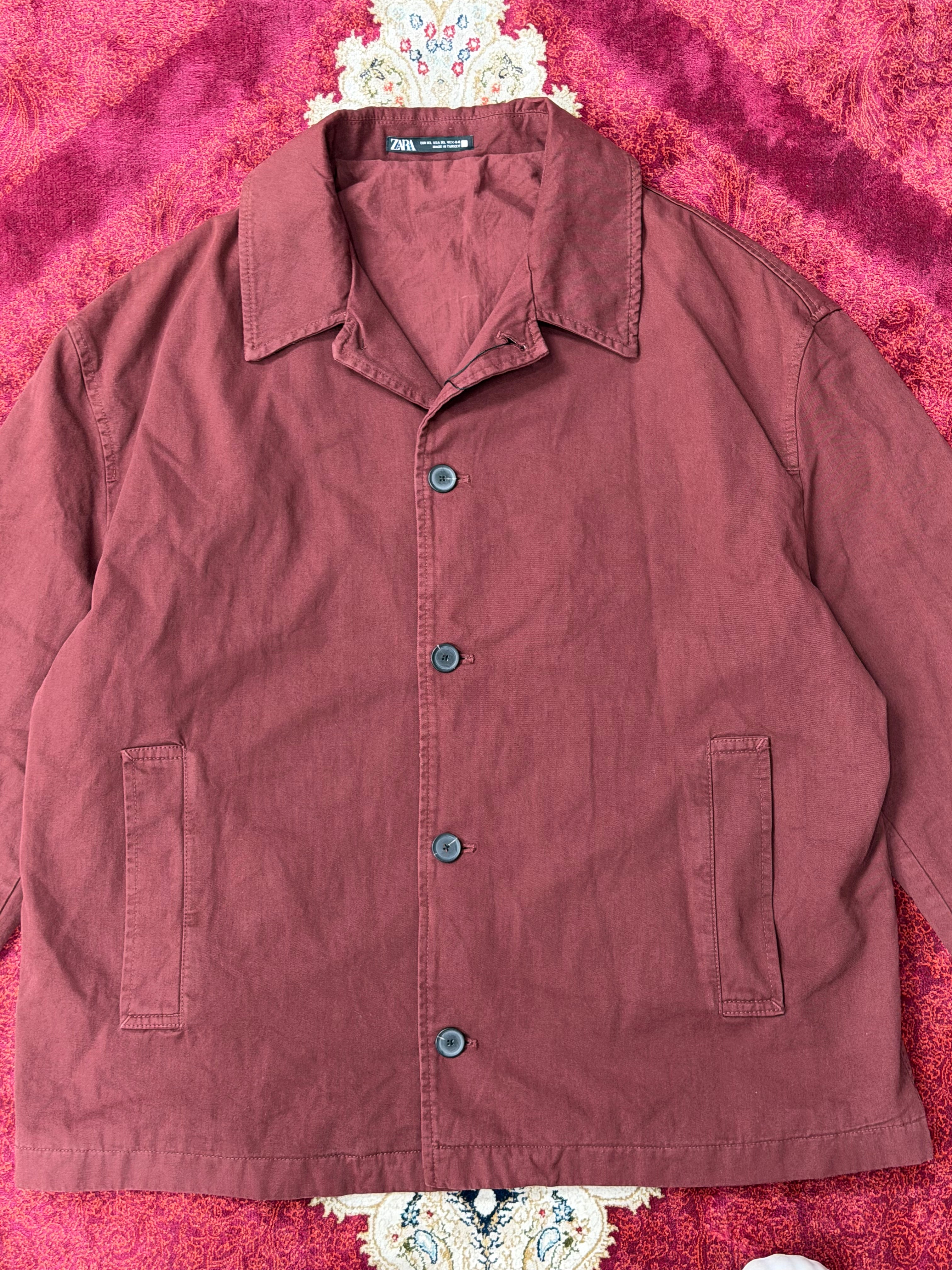 ZARA Burgundy Workwear Jacket – Minimal Utility Fit