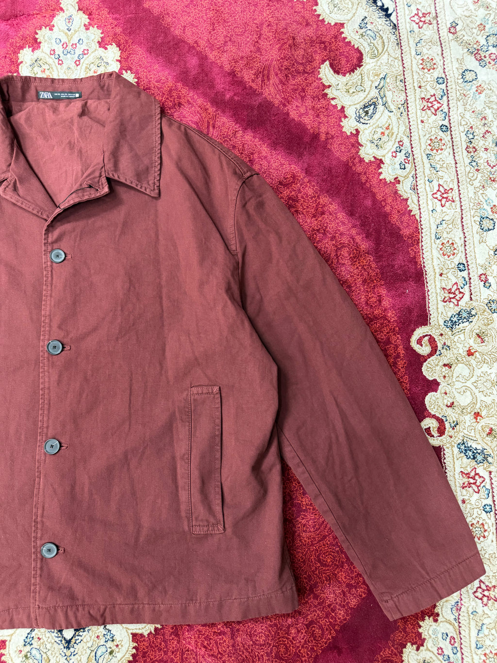 ZARA Burgundy Workwear Jacket – Minimal Utility Fit