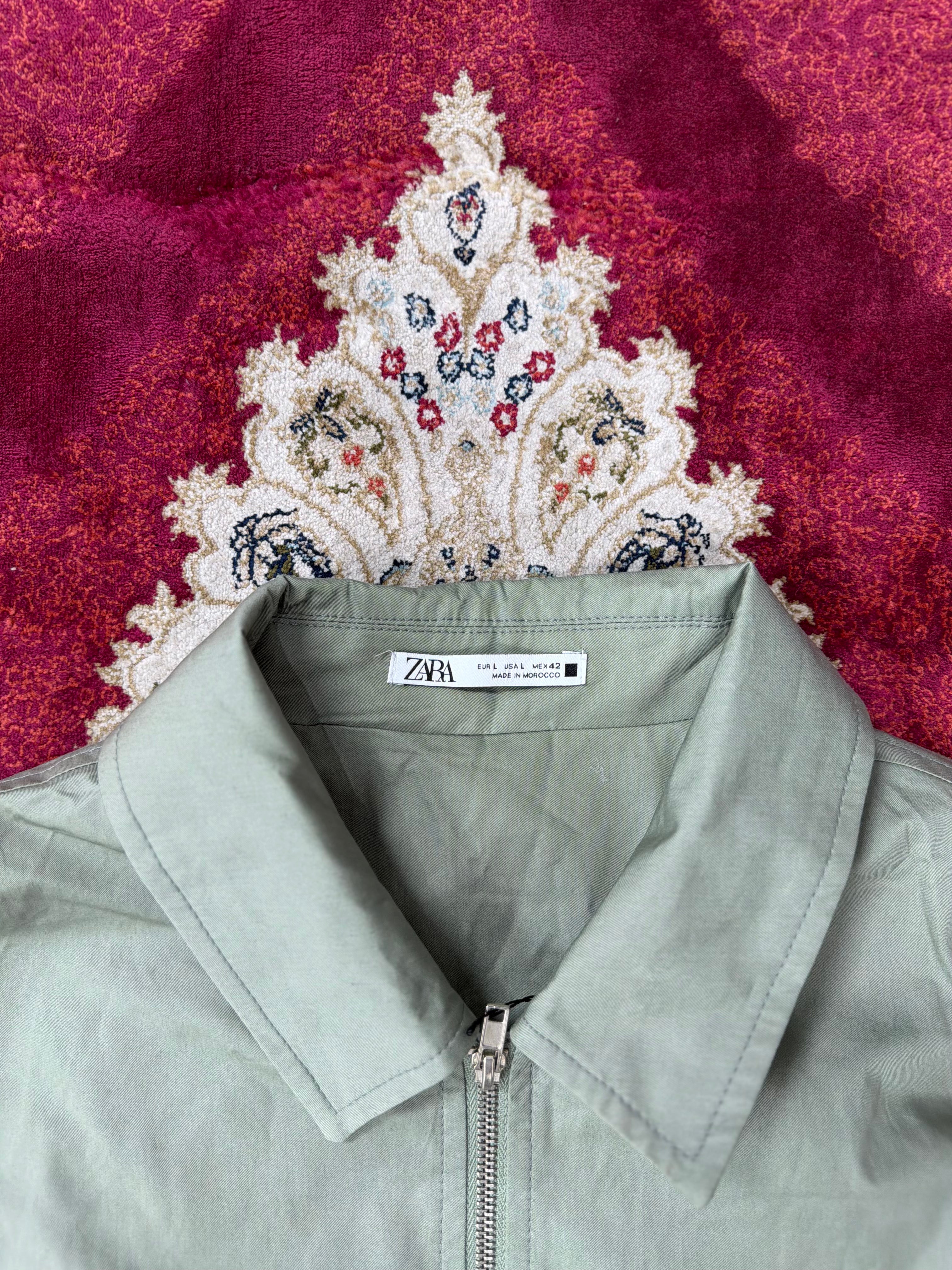 ZARA Sage Green Zip Jacket – Minimal Utility Fit