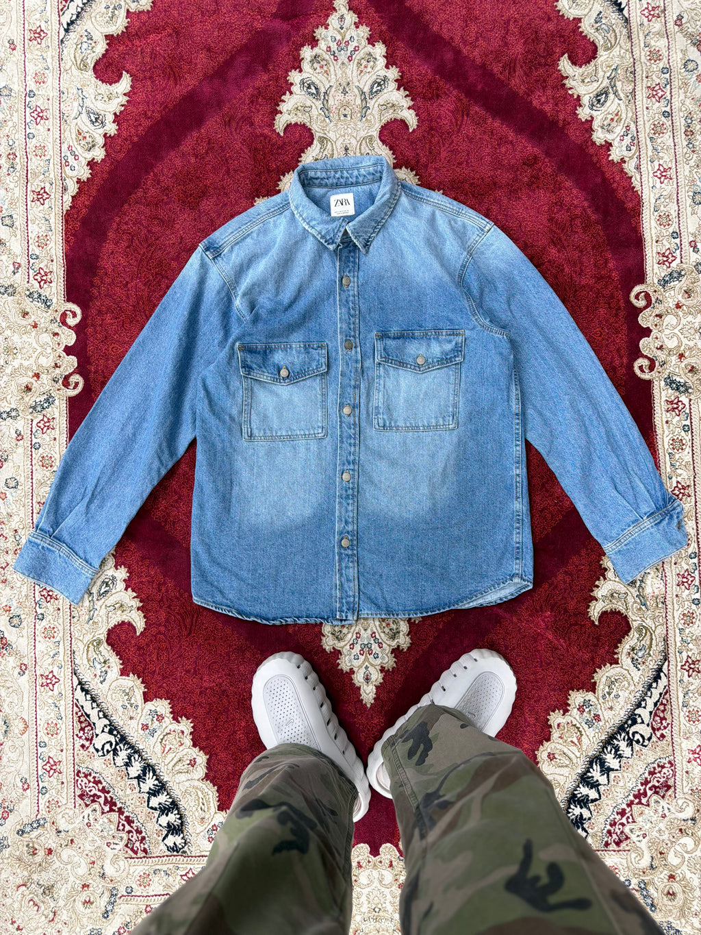 ZARA Washed Blue Denim Shirt Jacket – Classic Utility Fit