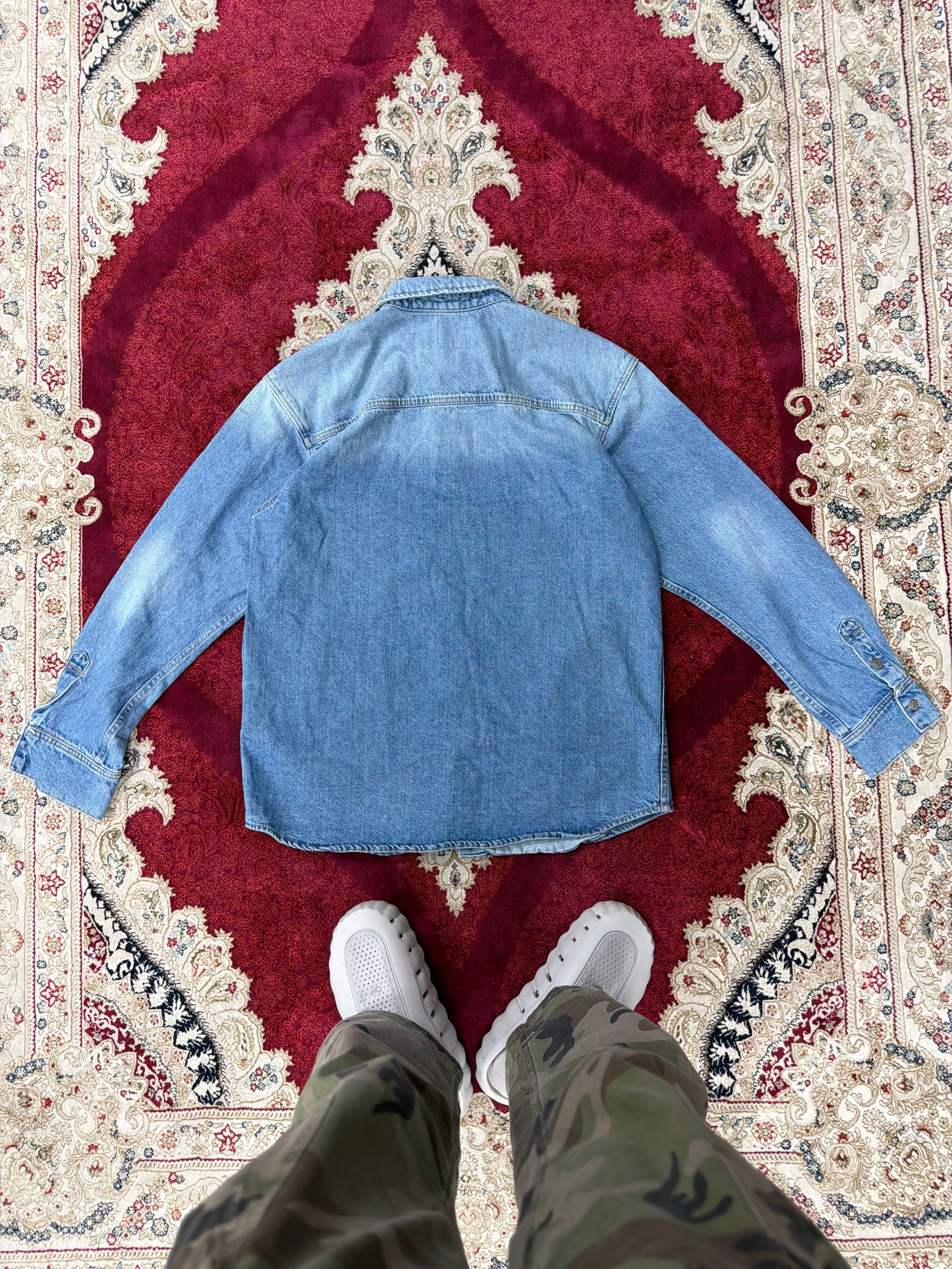 ZARA Washed Blue Denim Shirt Jacket – Classic Utility Fit