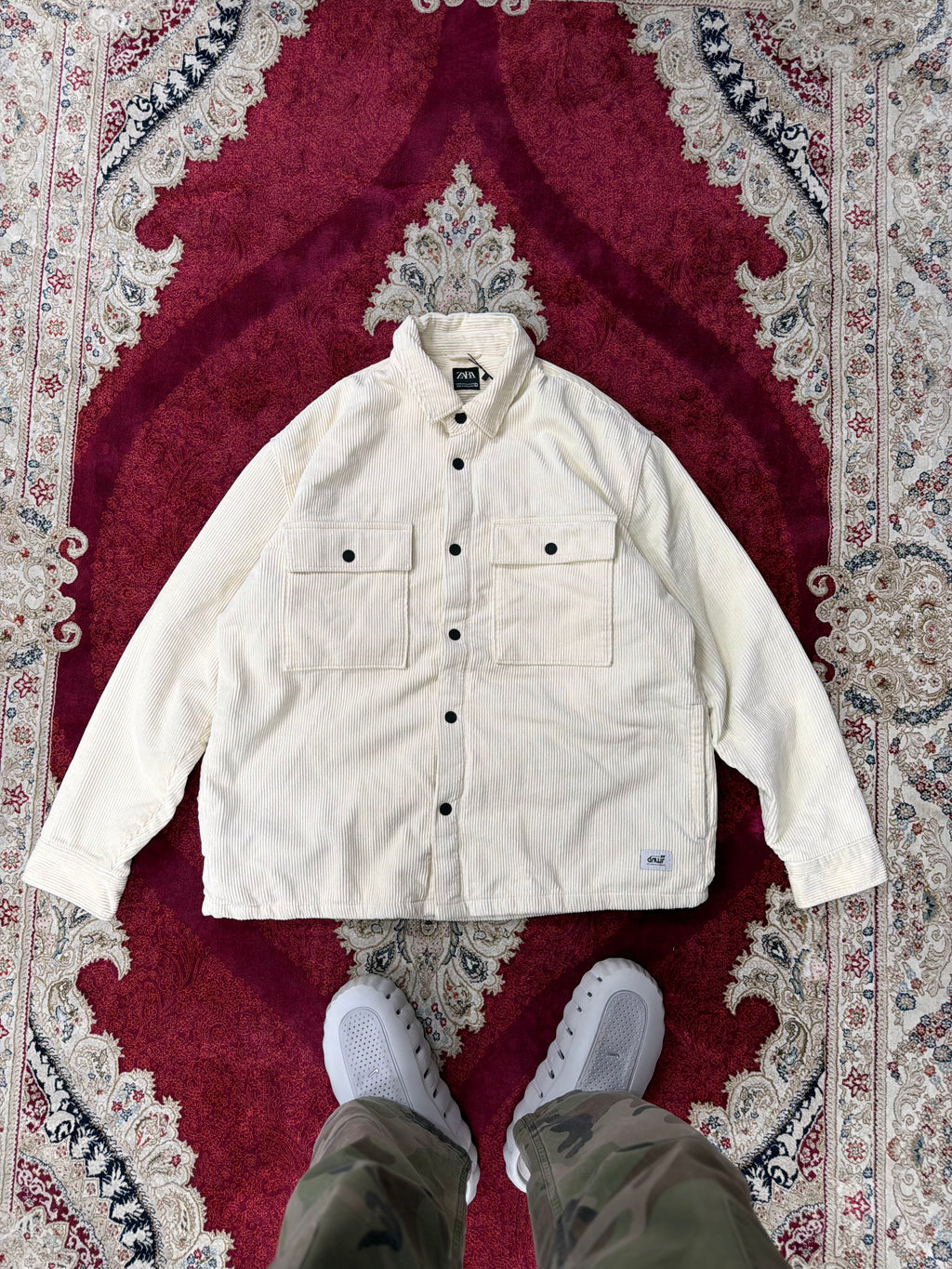ZARA Cream Corduroy Overshirt Jacket – Quilted Lined