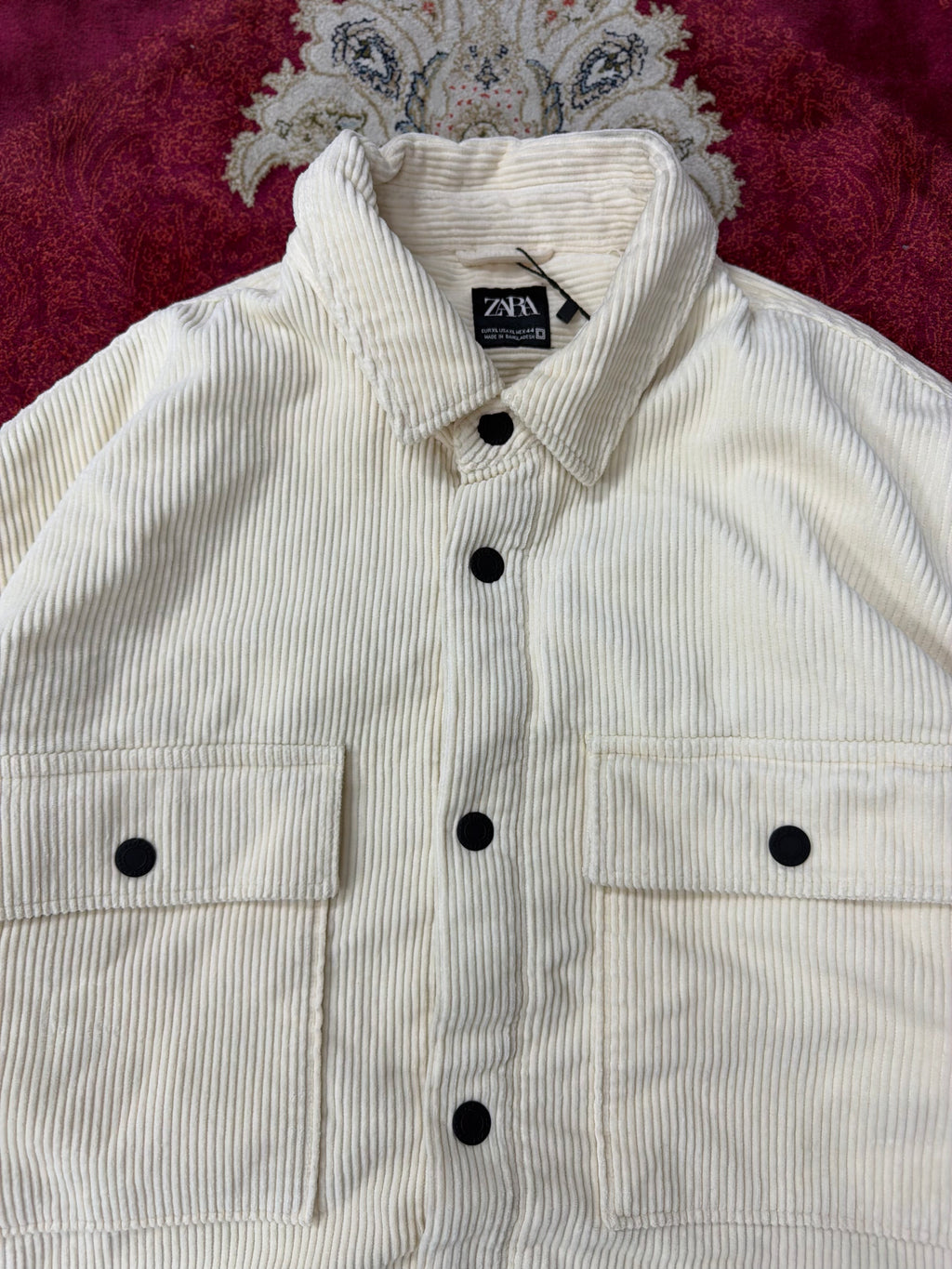 ZARA Cream Corduroy Overshirt Jacket – Quilted Lined