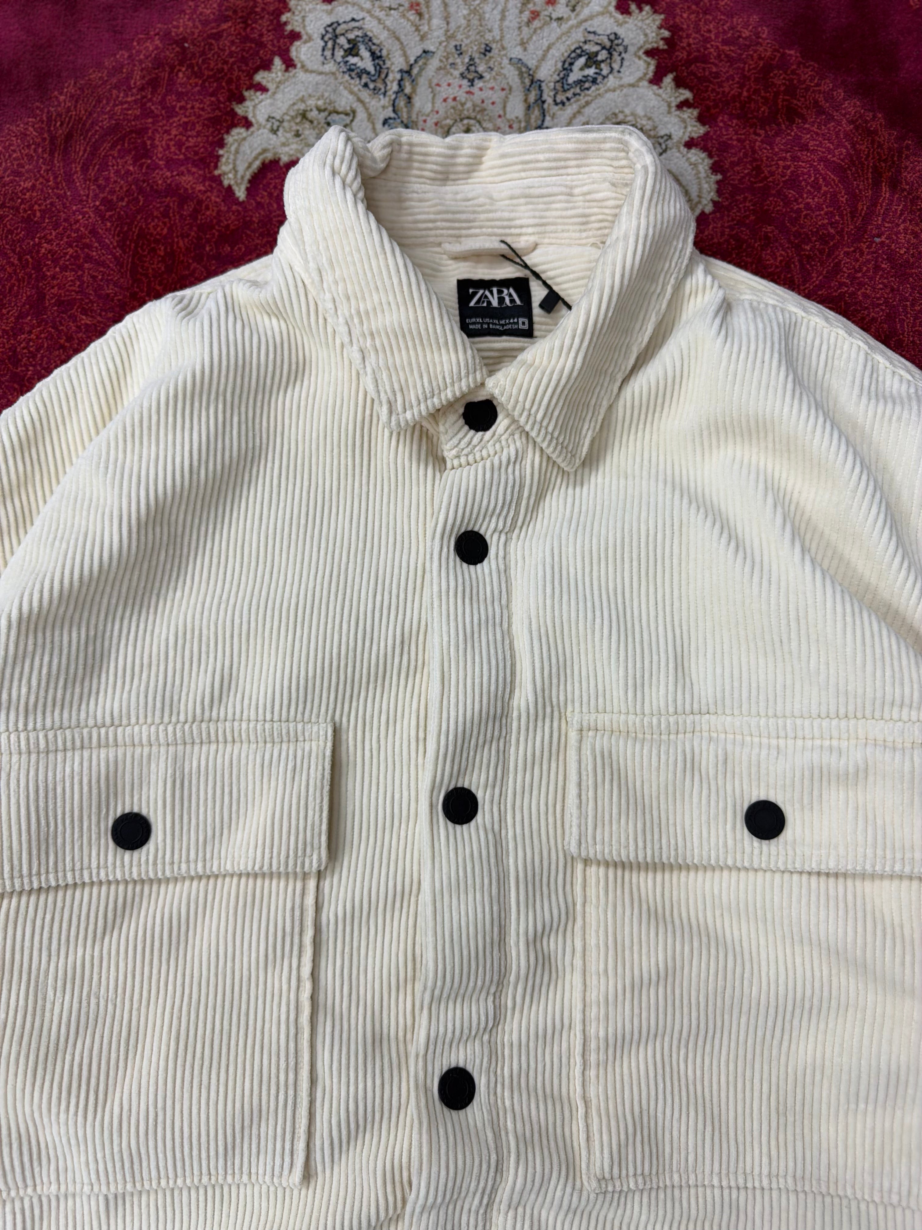 ZARA Cream Corduroy Overshirt Jacket – Quilted Lined