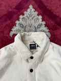 ZARA Cream Corduroy Overshirt Jacket – Quilted Lined