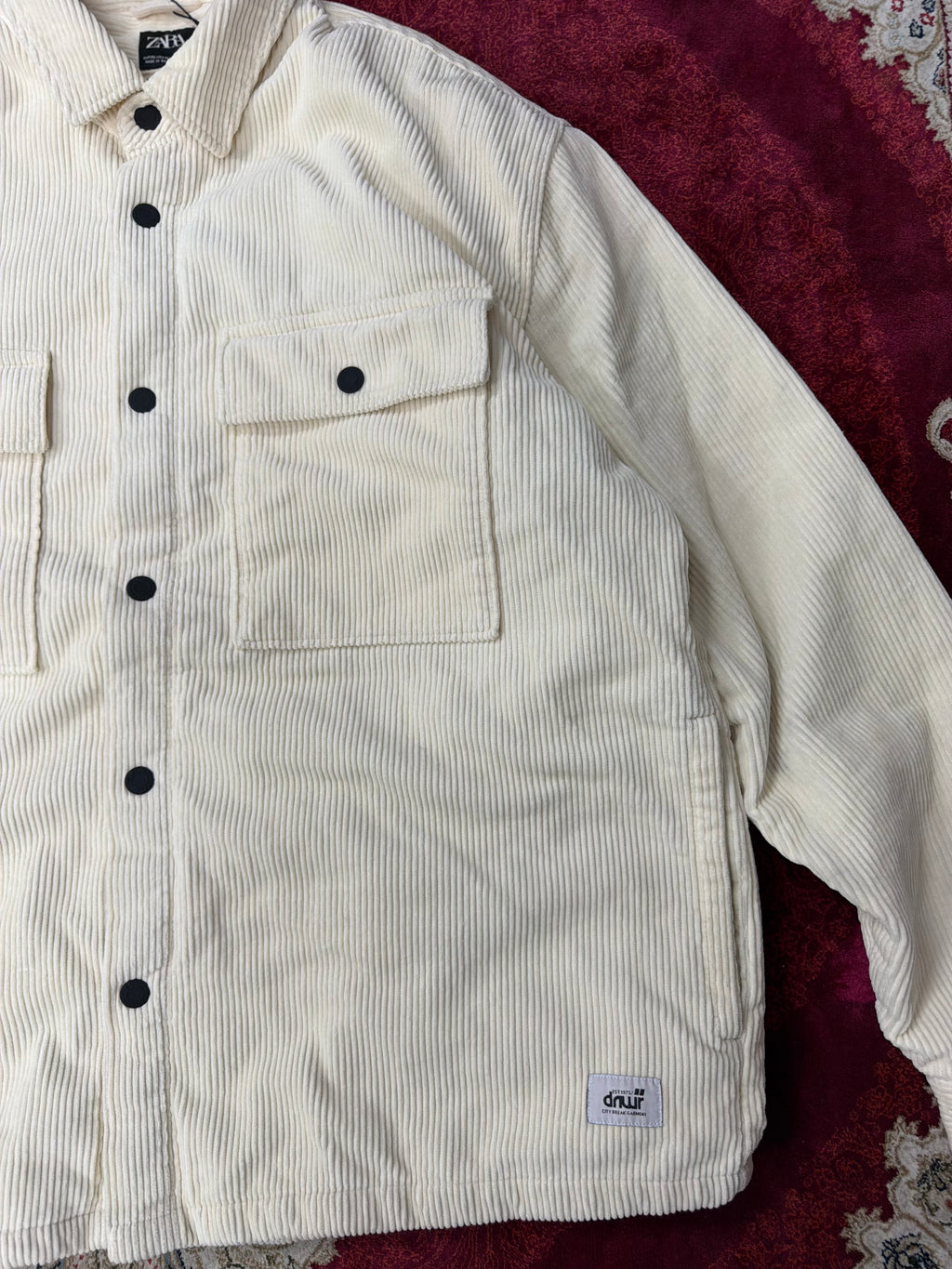 ZARA Cream Corduroy Overshirt Jacket – Quilted Lined