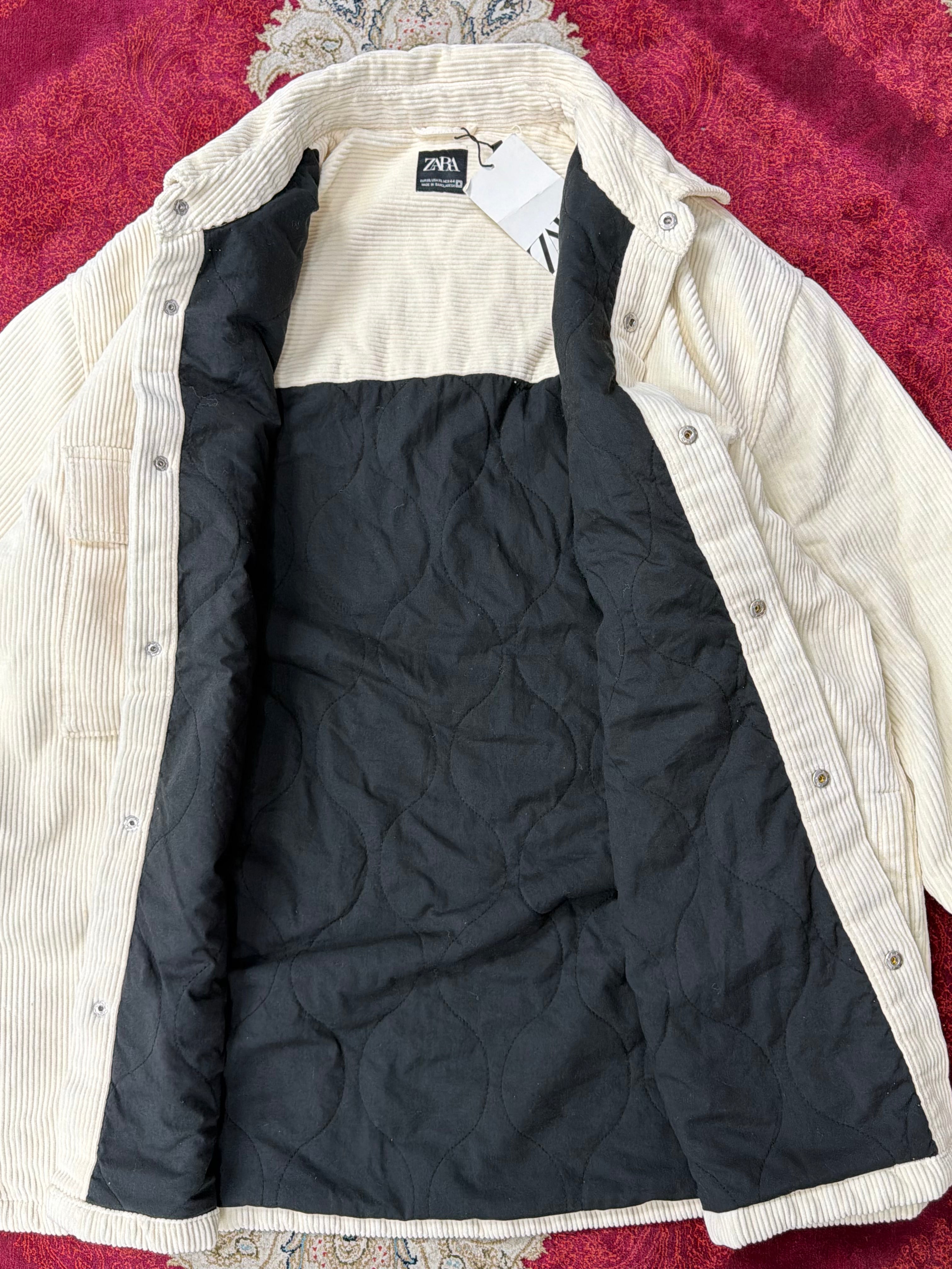ZARA Cream Corduroy Overshirt Jacket – Quilted Lined