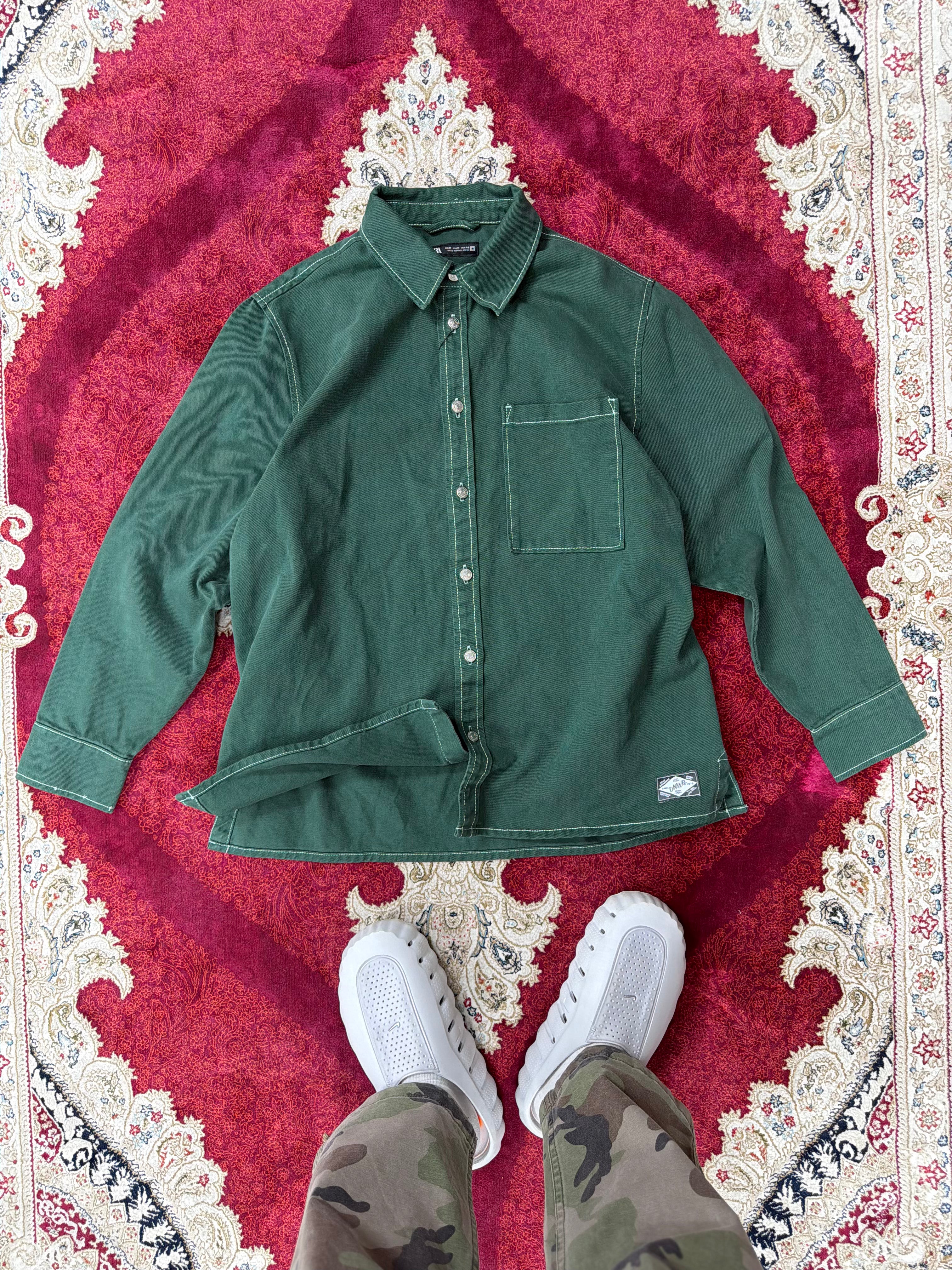 ZARA Green Utility Shirt – Contrast Stitch