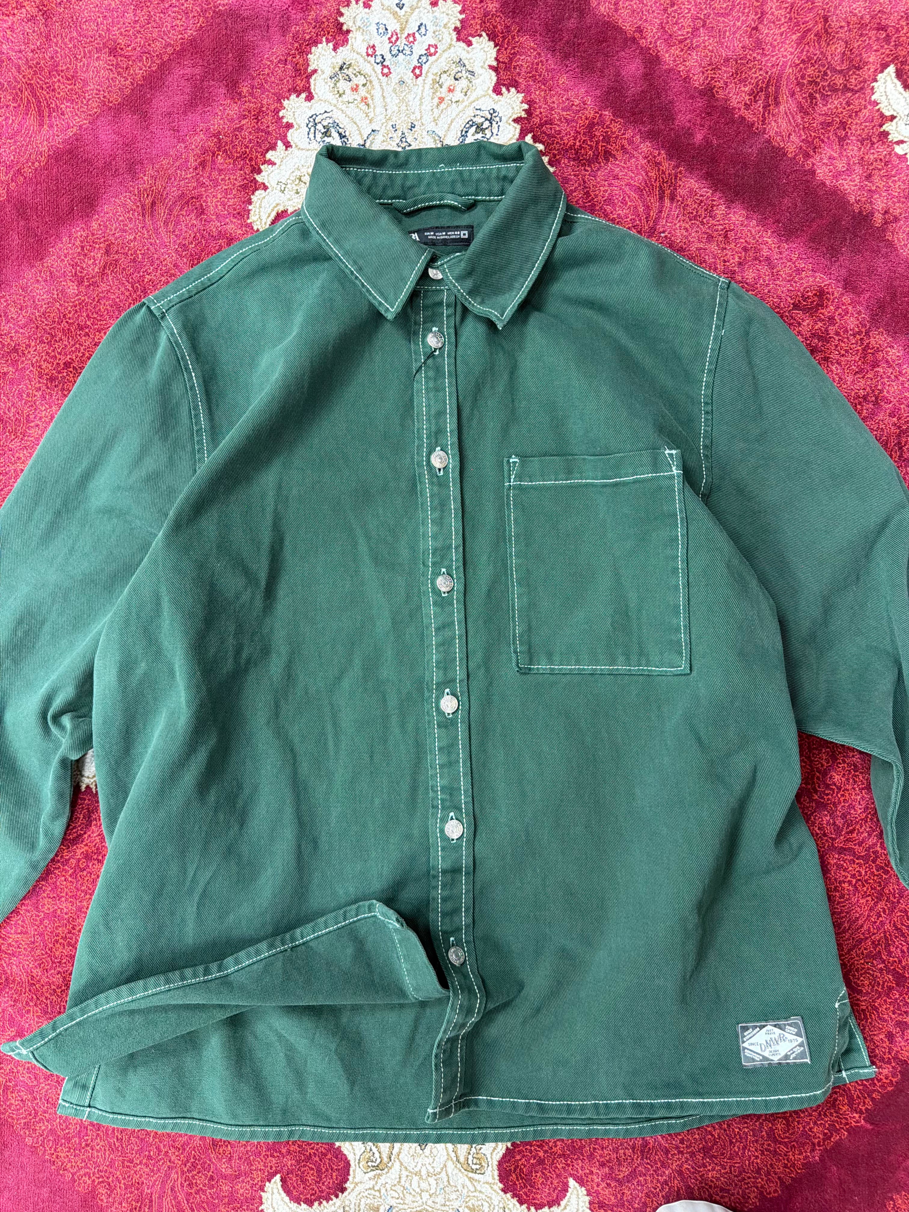 ZARA Green Utility Shirt – Contrast Stitch