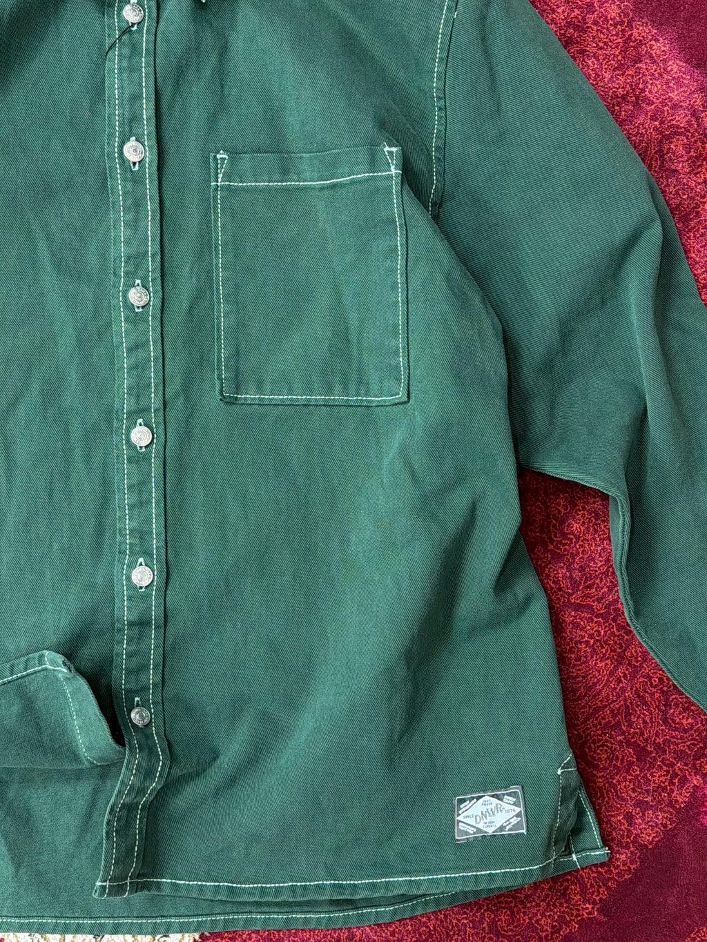 ZARA Green Utility Shirt – Contrast Stitch