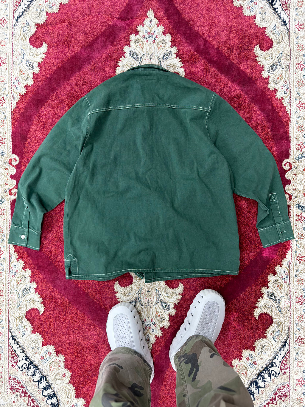 ZARA Green Utility Shirt – Contrast Stitch