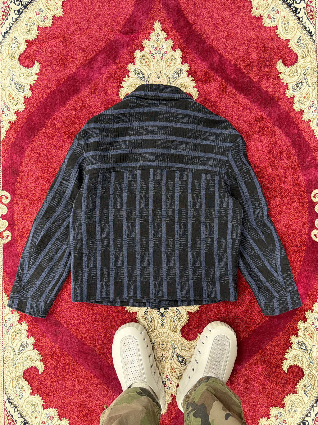 ZARA Textured Plaid Jacket – Black/Blue