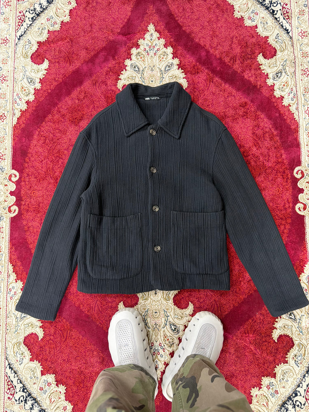 Ribbed Button-Up Jacket