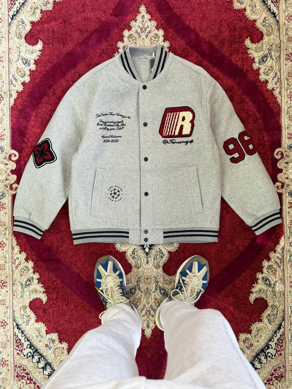 Grey Varsity Embroidered Jacket