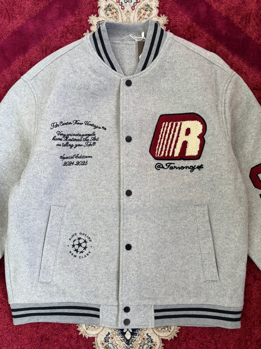 Grey Varsity Embroidered Jacket