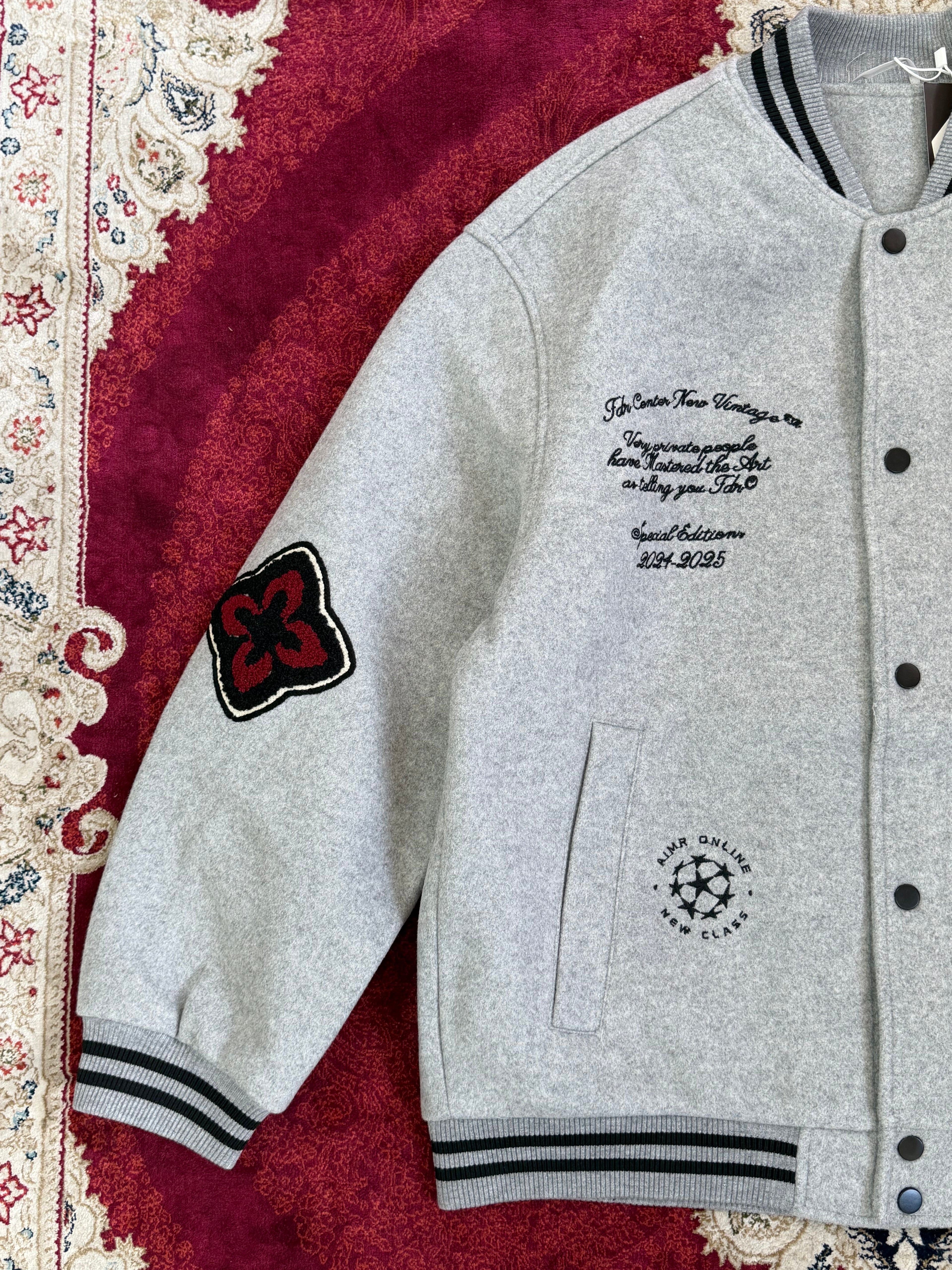 Grey Varsity Embroidered Jacket