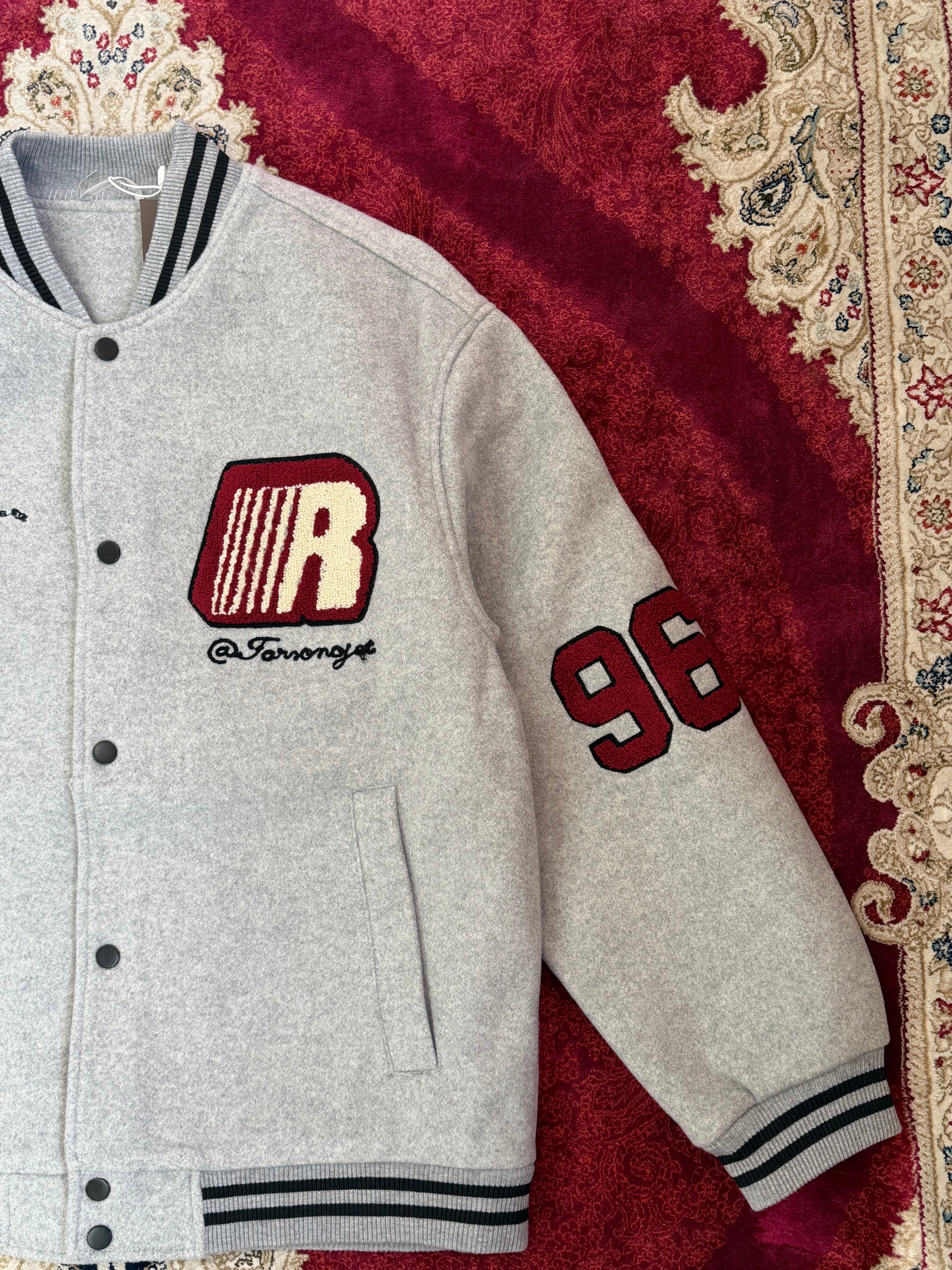 Grey Varsity Embroidered Jacket