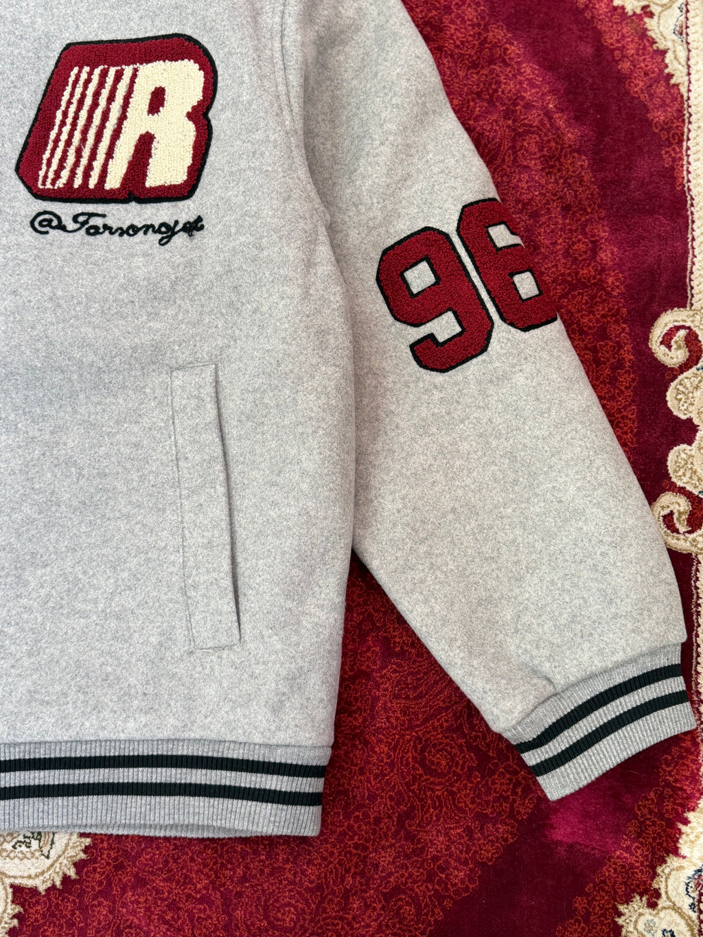 Grey Varsity Embroidered Jacket