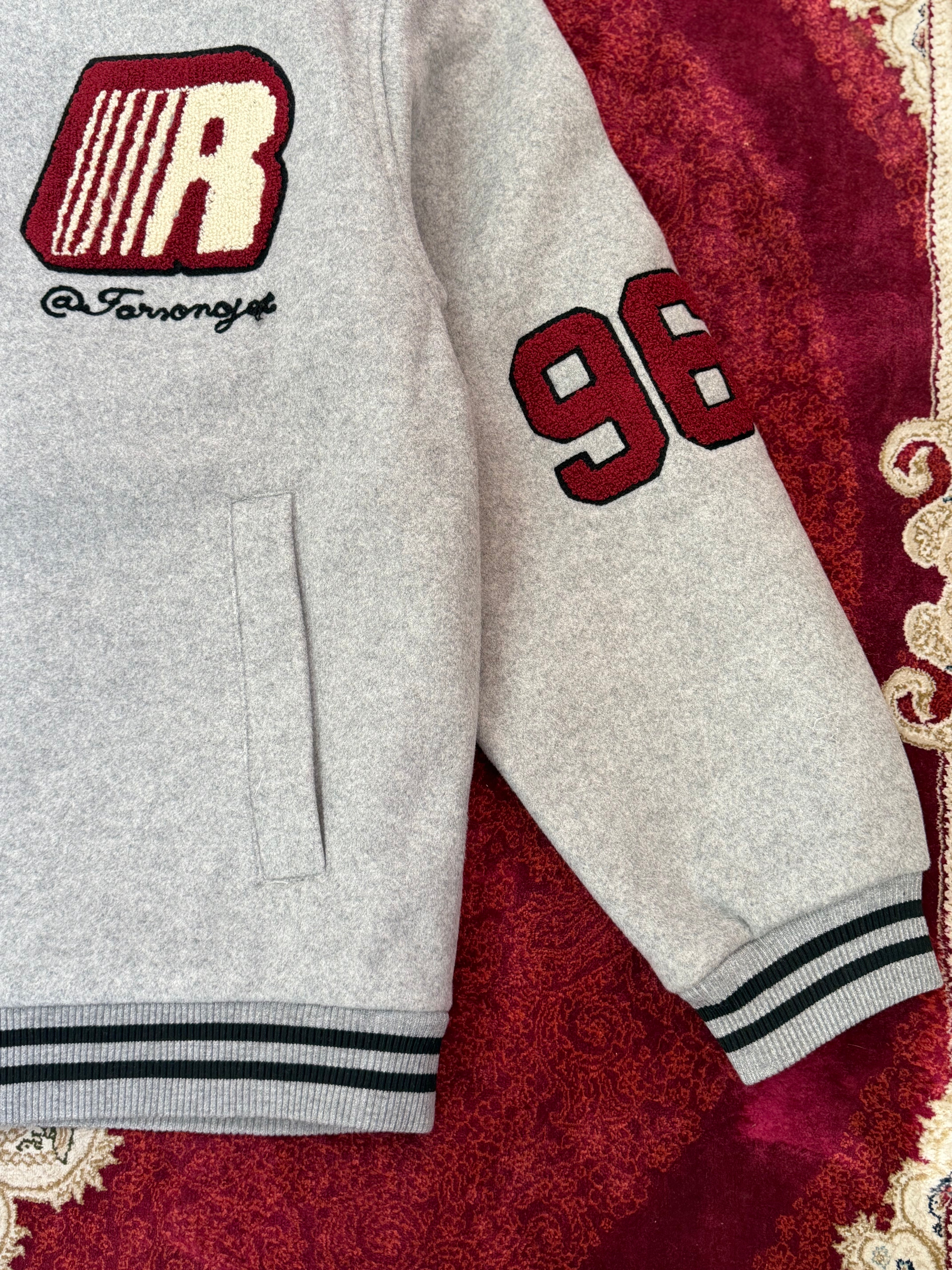 Grey Varsity Embroidered Jacket