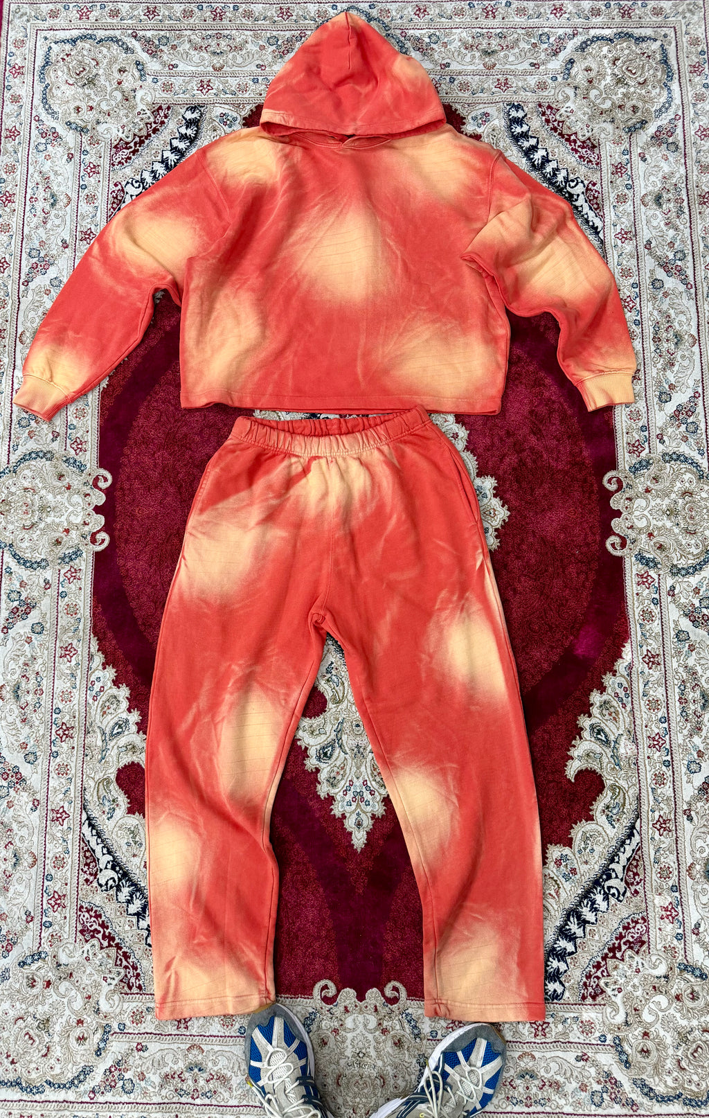 STONEWASHED ORANGE HOODIE AND JOGGER MATCHING SET