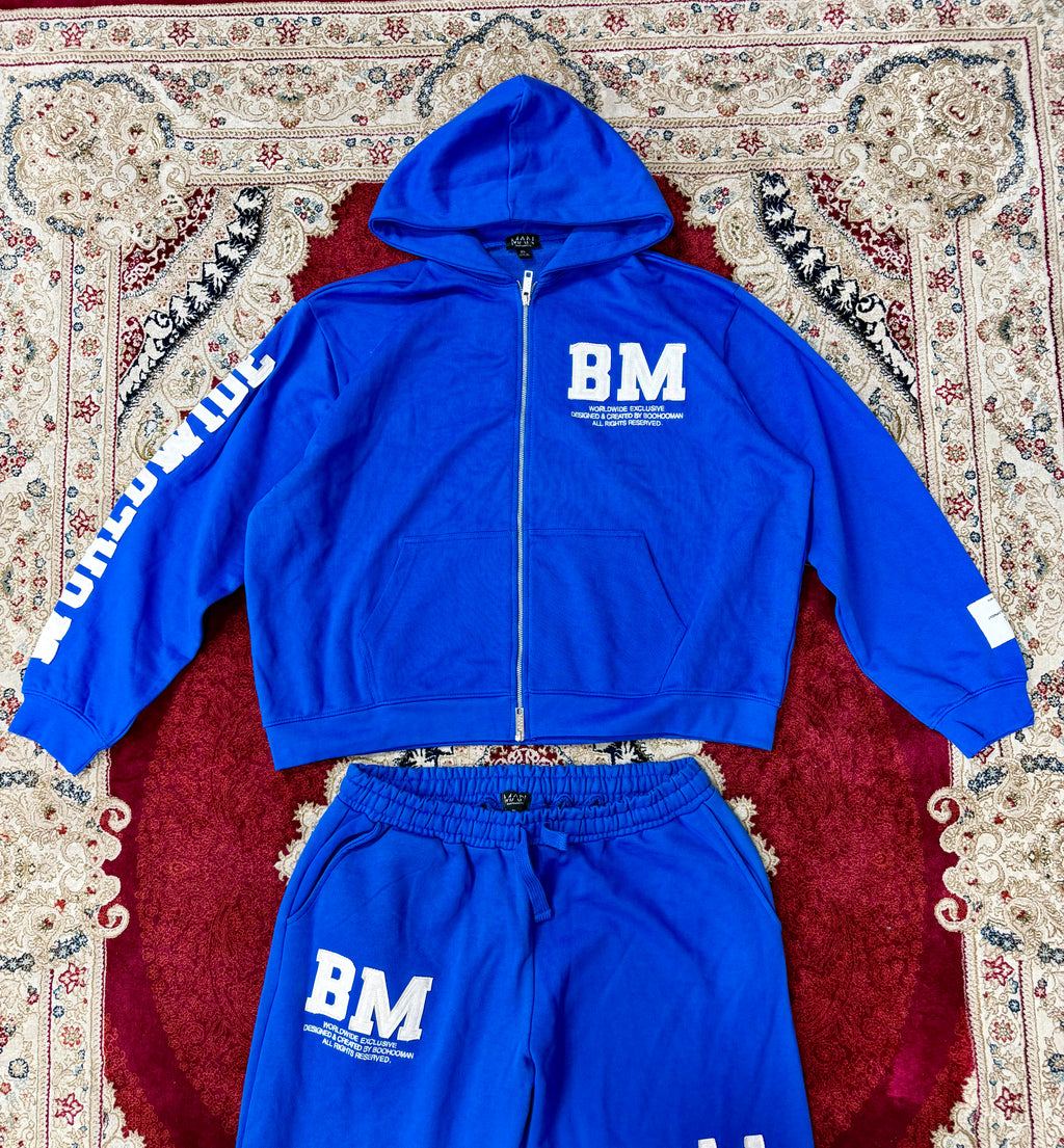 BoohooMAN BM Blue Tracksuit Set – Hoodie & Sweatpants