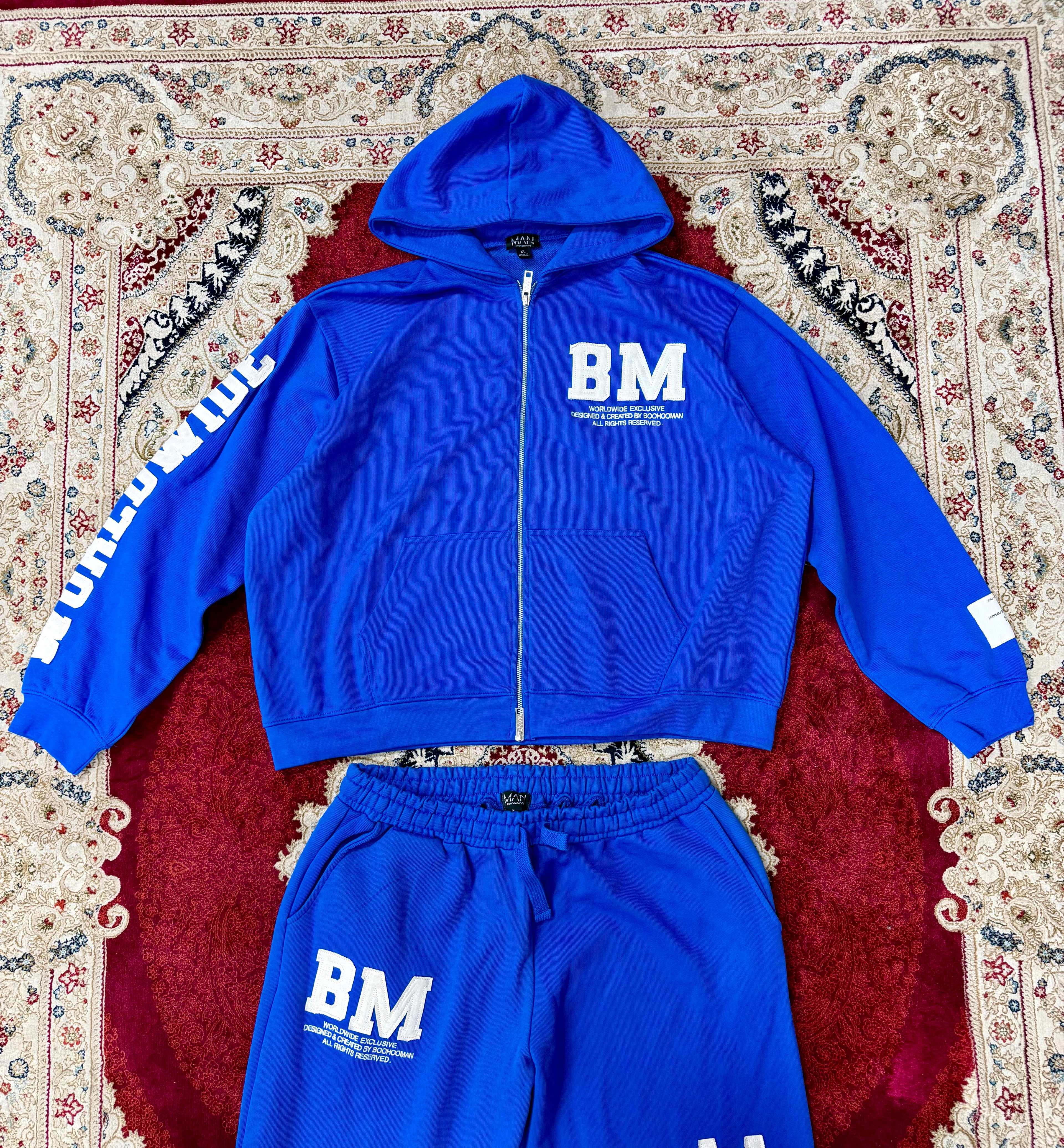 BoohooMAN BM Blue Tracksuit Set – Hoodie & Sweatpants