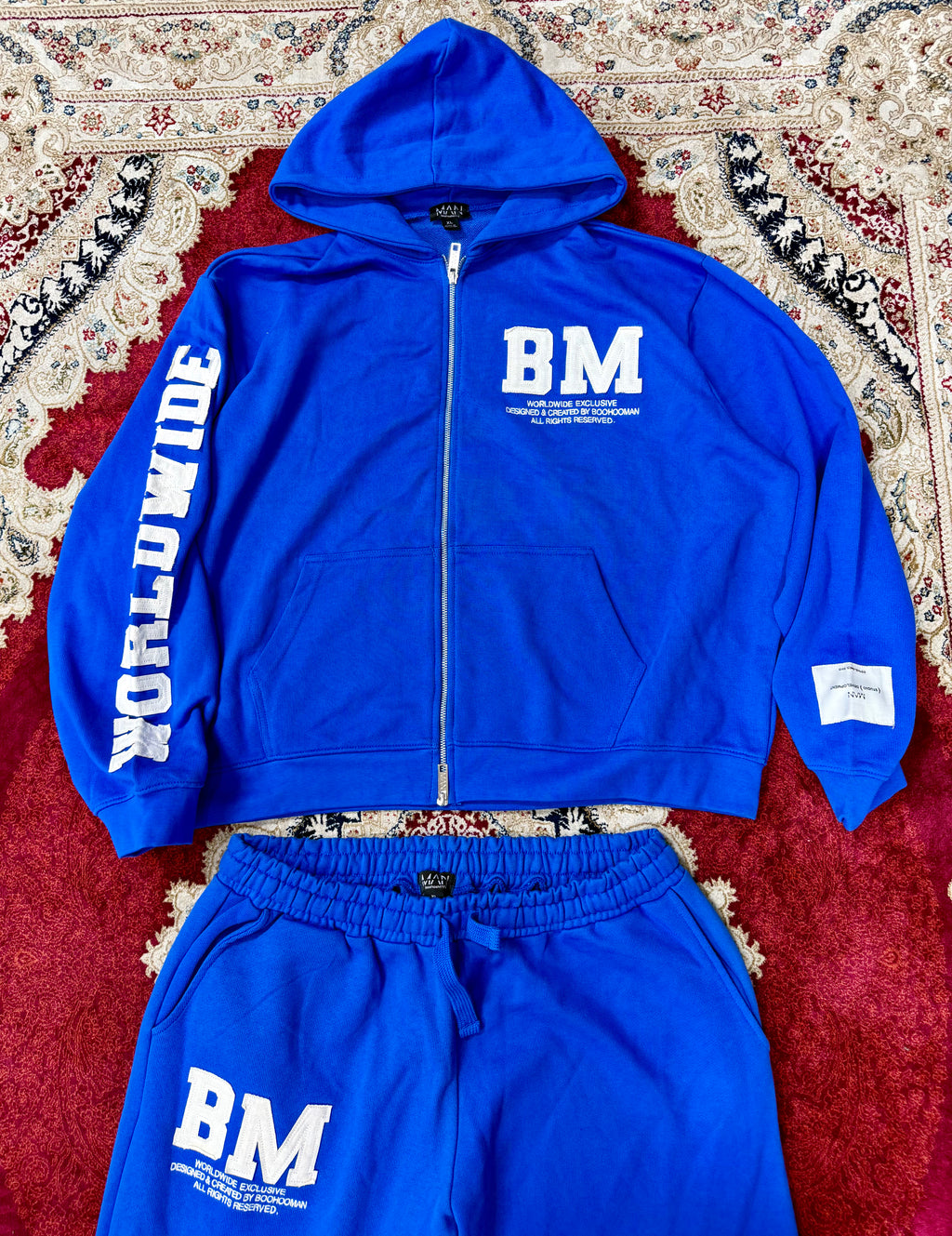 BoohooMAN BM Blue Tracksuit Set – Hoodie & Sweatpants